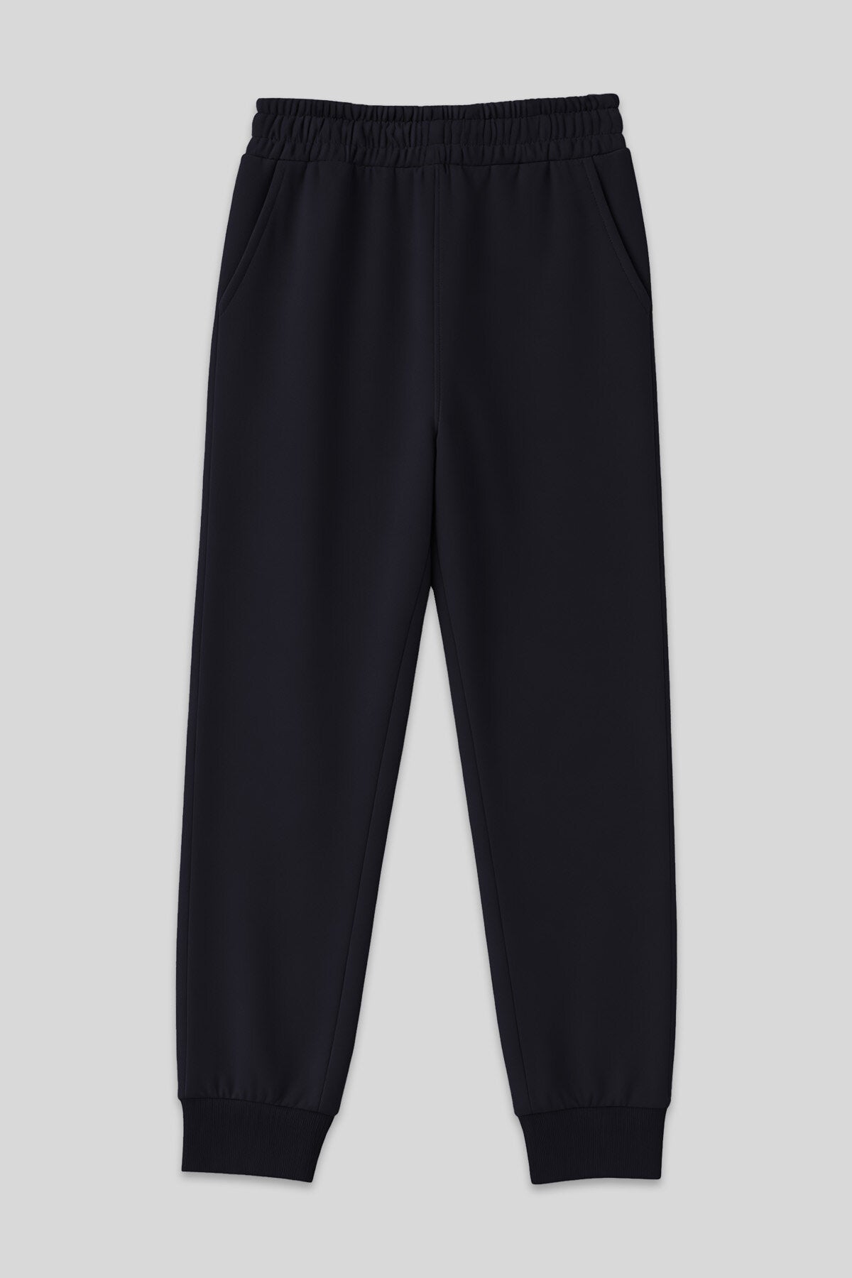 Image of Pantaloni de trening damă bleumarin cu talie înaltă, croială confortabilă și manșete - 94561