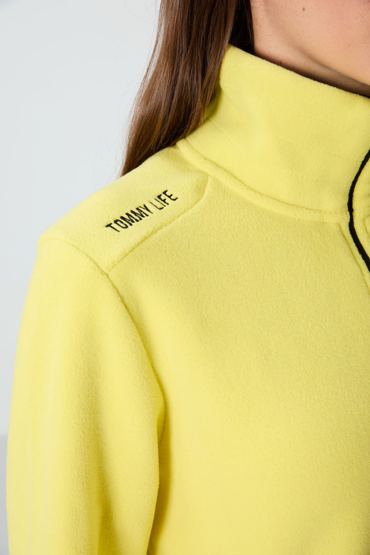 Image of Limon Dik Yaka Fermuarlı Rahat Form Kadın Polar Sweatshirt - 97173