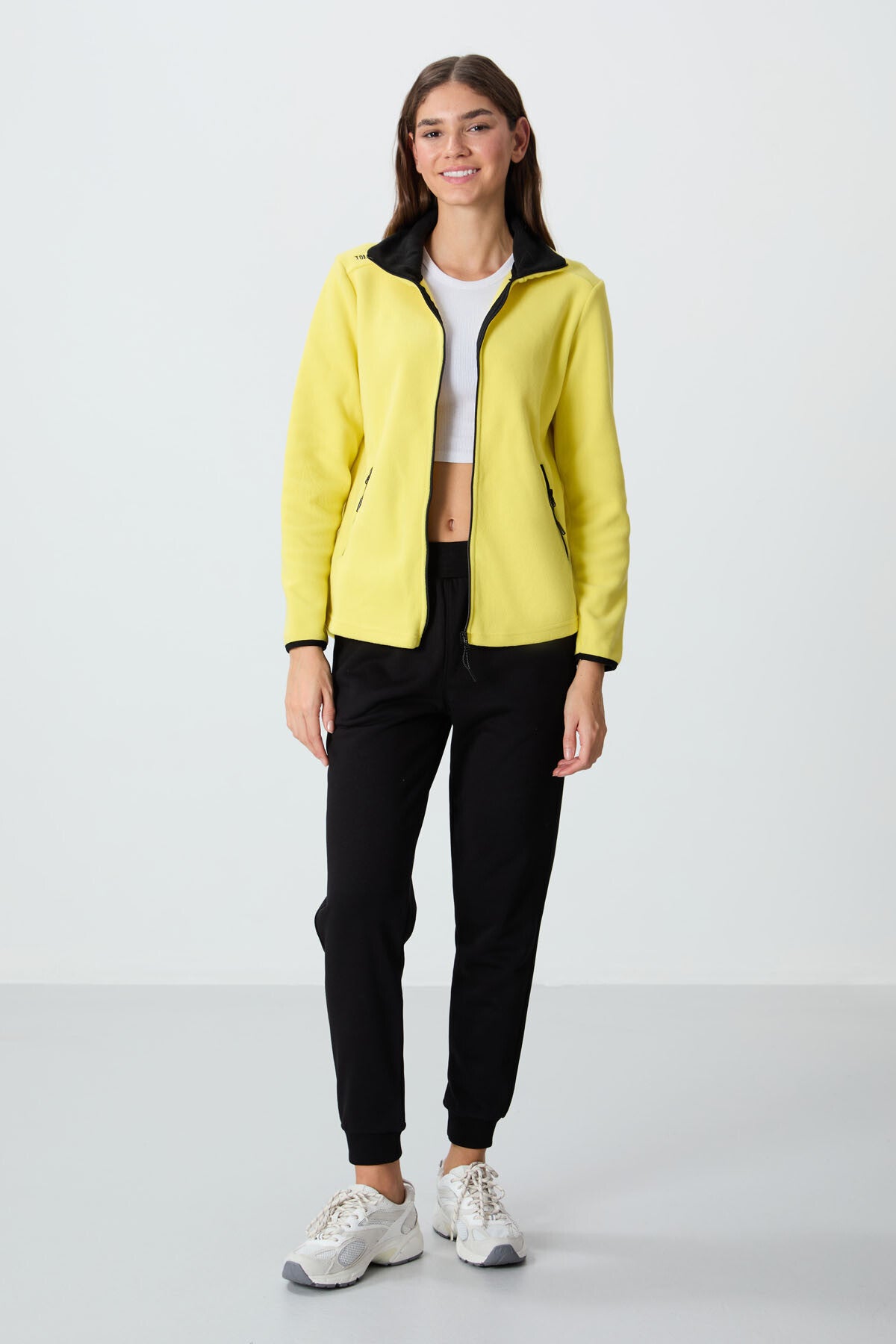 Image of Limon Dik Yaka Fermuarlı Rahat Form Kadın Polar Sweatshirt - 97173