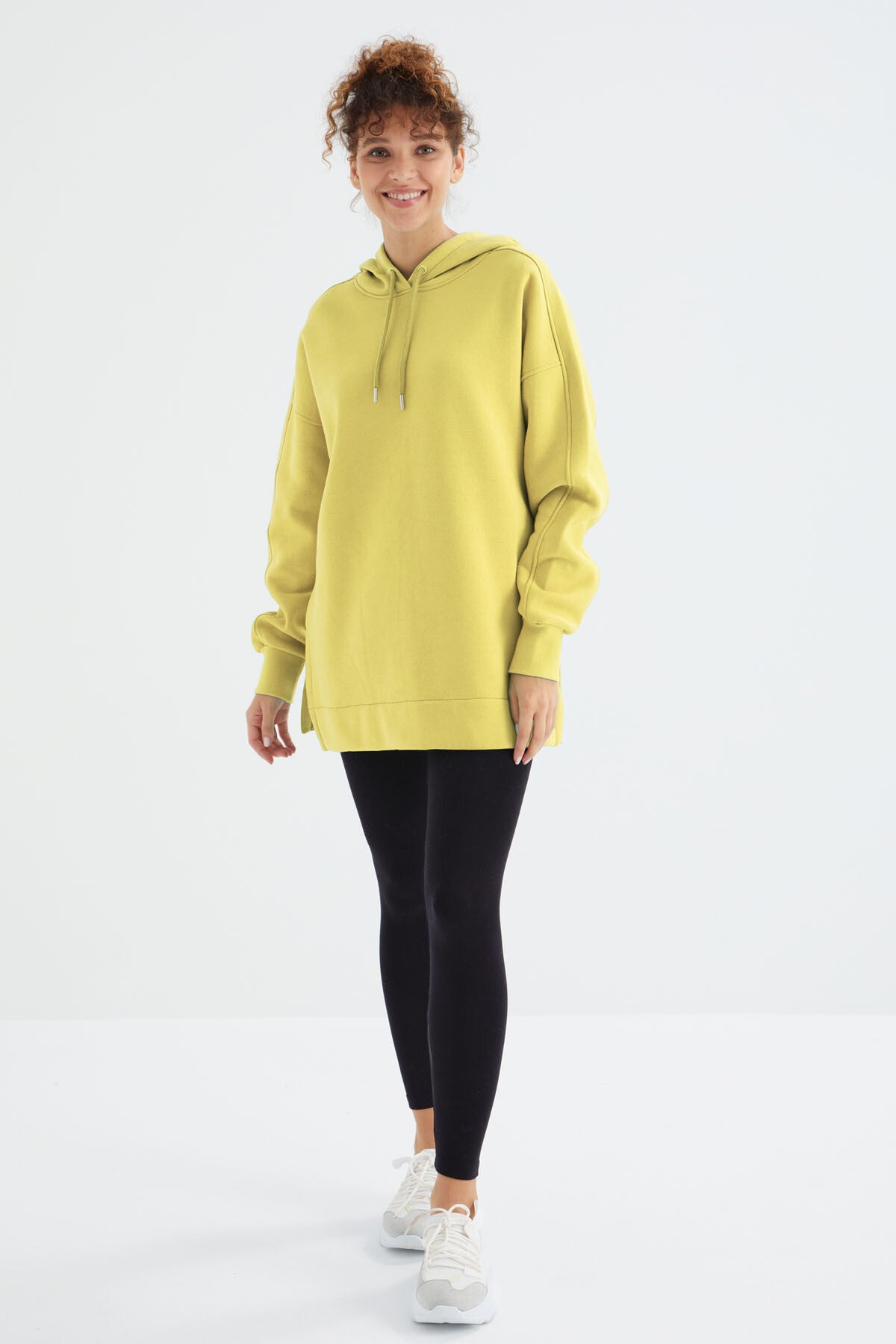 Image of Limon Reglan Kol Basic Kapüşonlu Oversize Sweatshirt Tunik - 97242