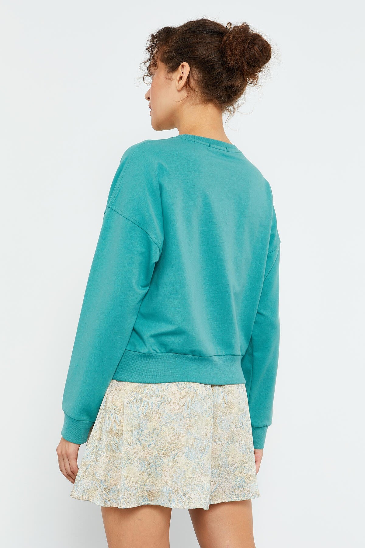 Image of Mint Yeşili Basic Rahat Form O Yaka Kadın Sweatshirt - 97114