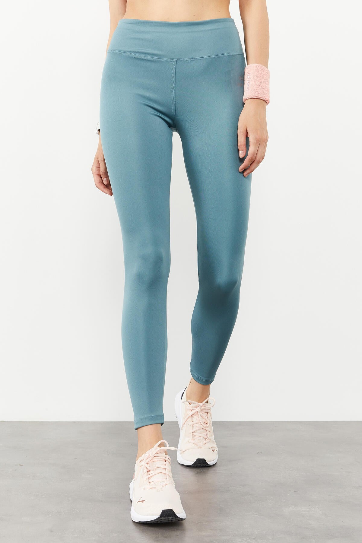 Image of Mint Yeşili Yüksek Bel Streç Slim Fit Dar Paça Kadın Tayt - 94545