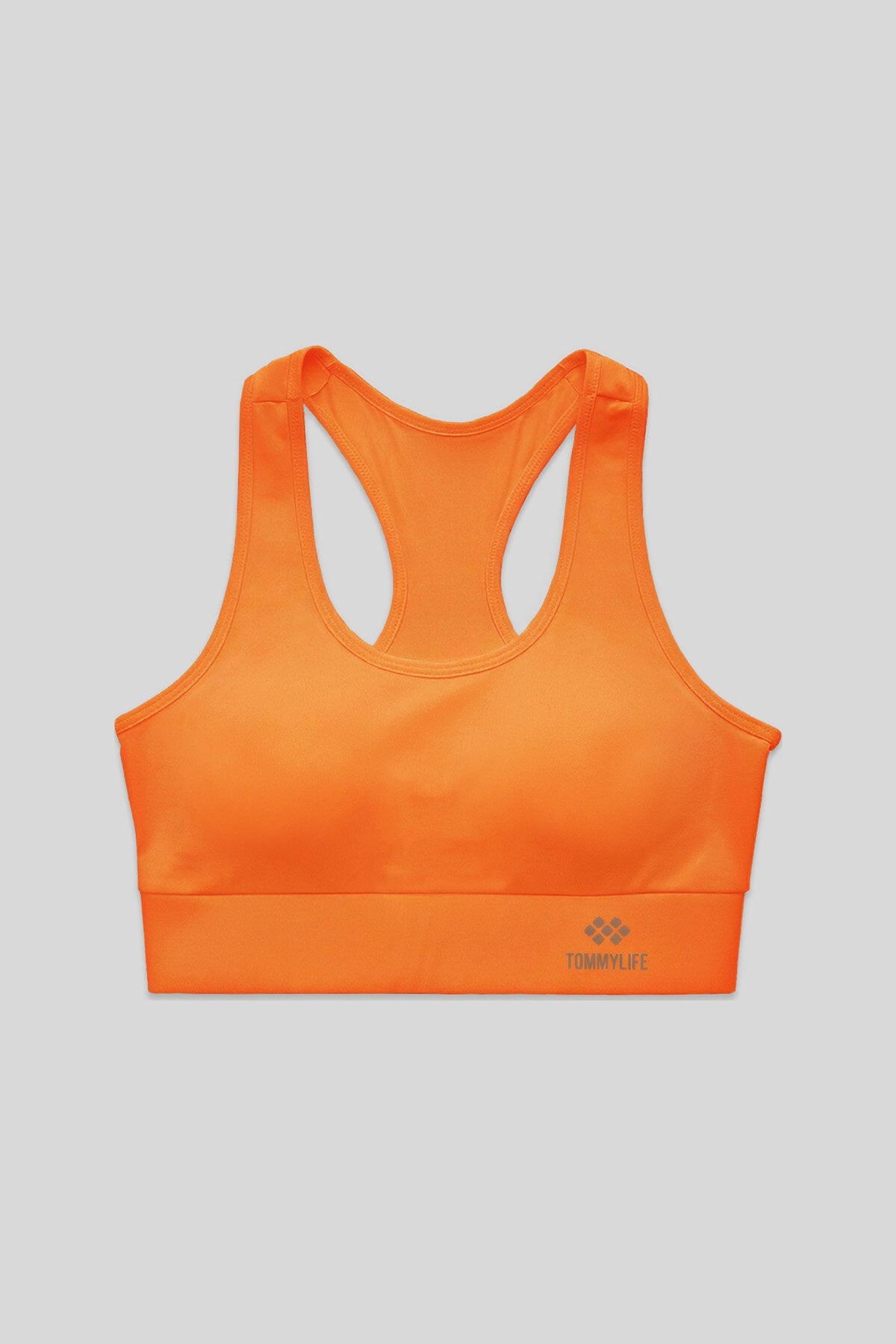 Image of Neon Oranj Sırt Detaylı Dar Kalıp U Yaka Kadın Spor Büstiyer - 97120