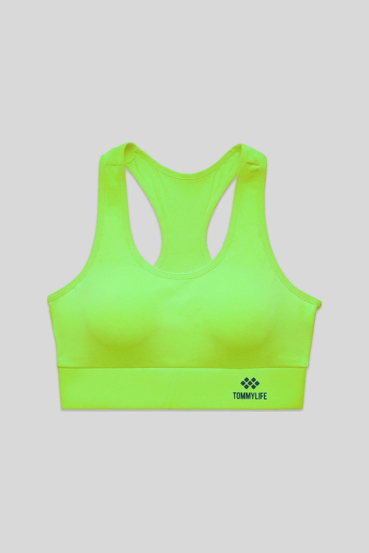 Image of Neon Sarı Sırt Detaylı Dar Kalıp U Yaka Kadın Spor Büstiyer - 97120