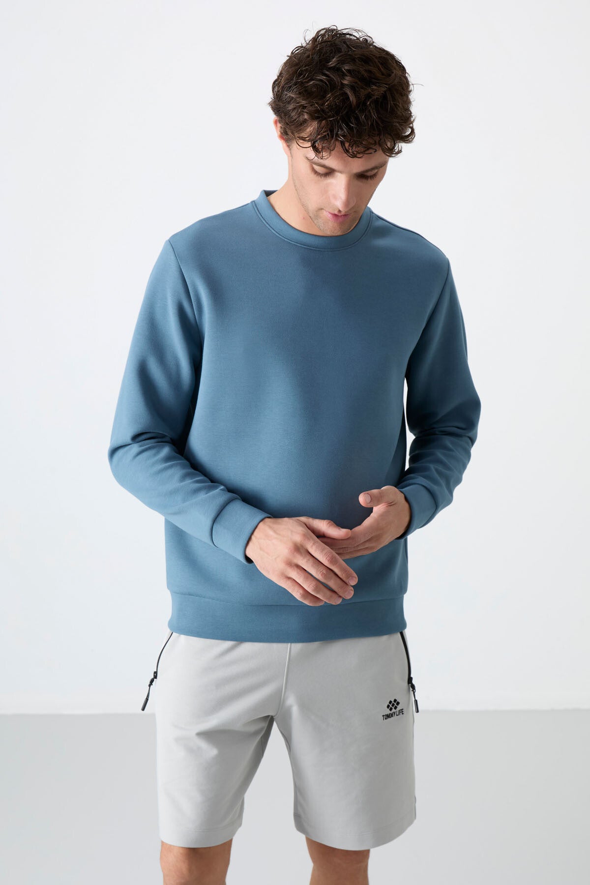 Image of Orman Yeşili Basic O Yaka Rahat Form Erkek Sweatshirt - 88053