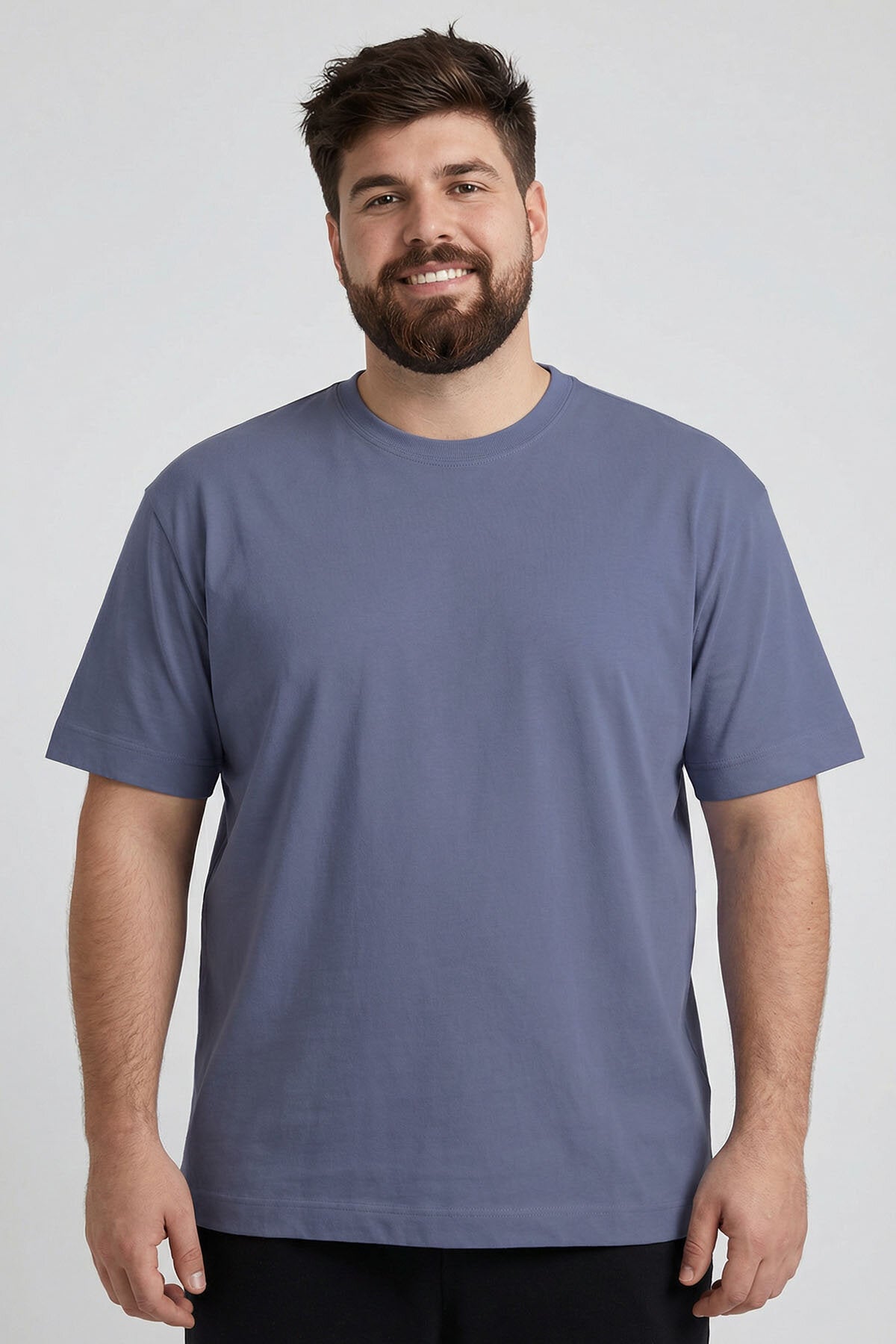 Image of Petrol Basic Kısa Kol O Yaka Büyük Beden Erkek T-Shirt - 88072