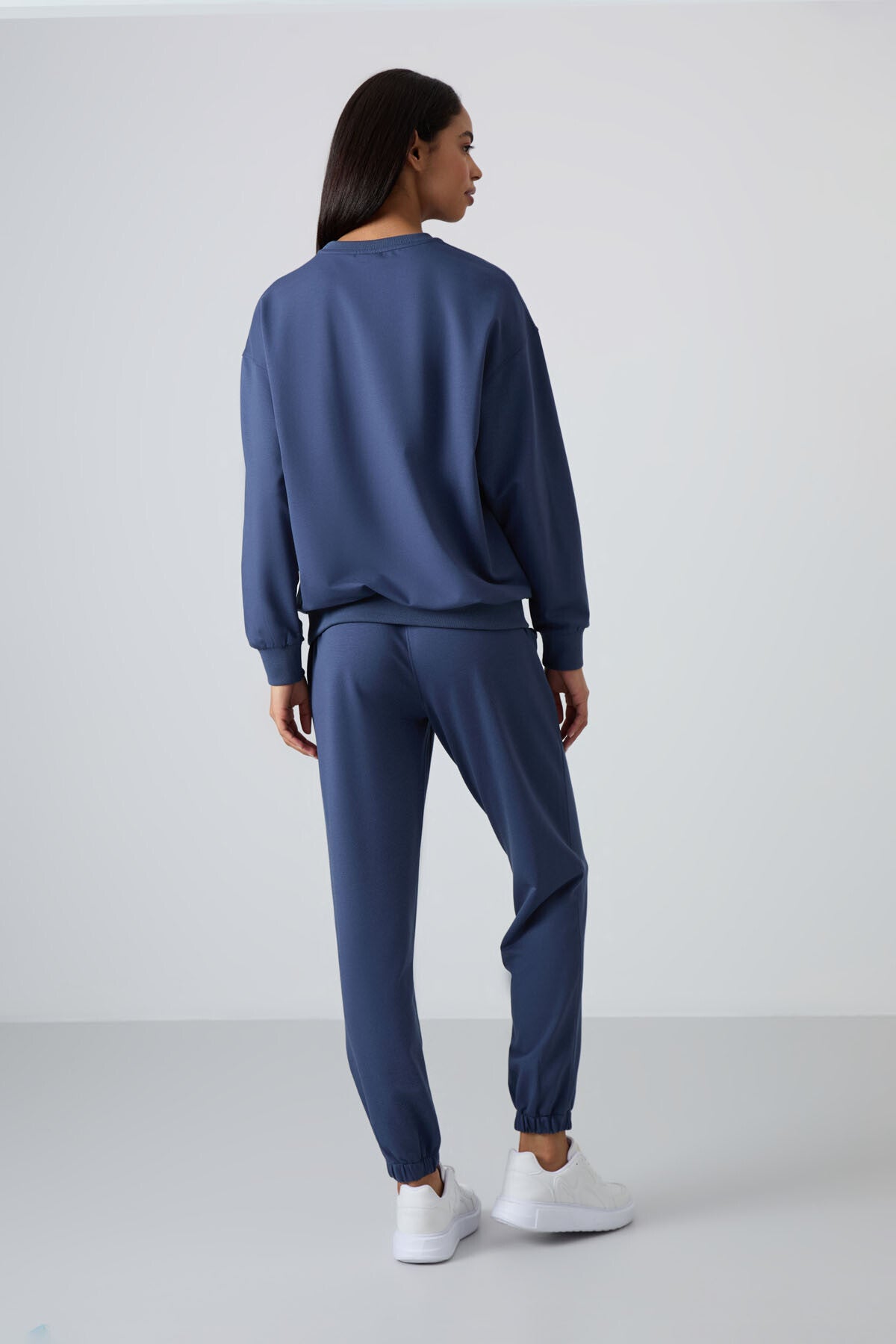 Image of Set trening pentru femei, culoare petrol, cu guler rotund, model oversize, cu tiv elastic - 95287