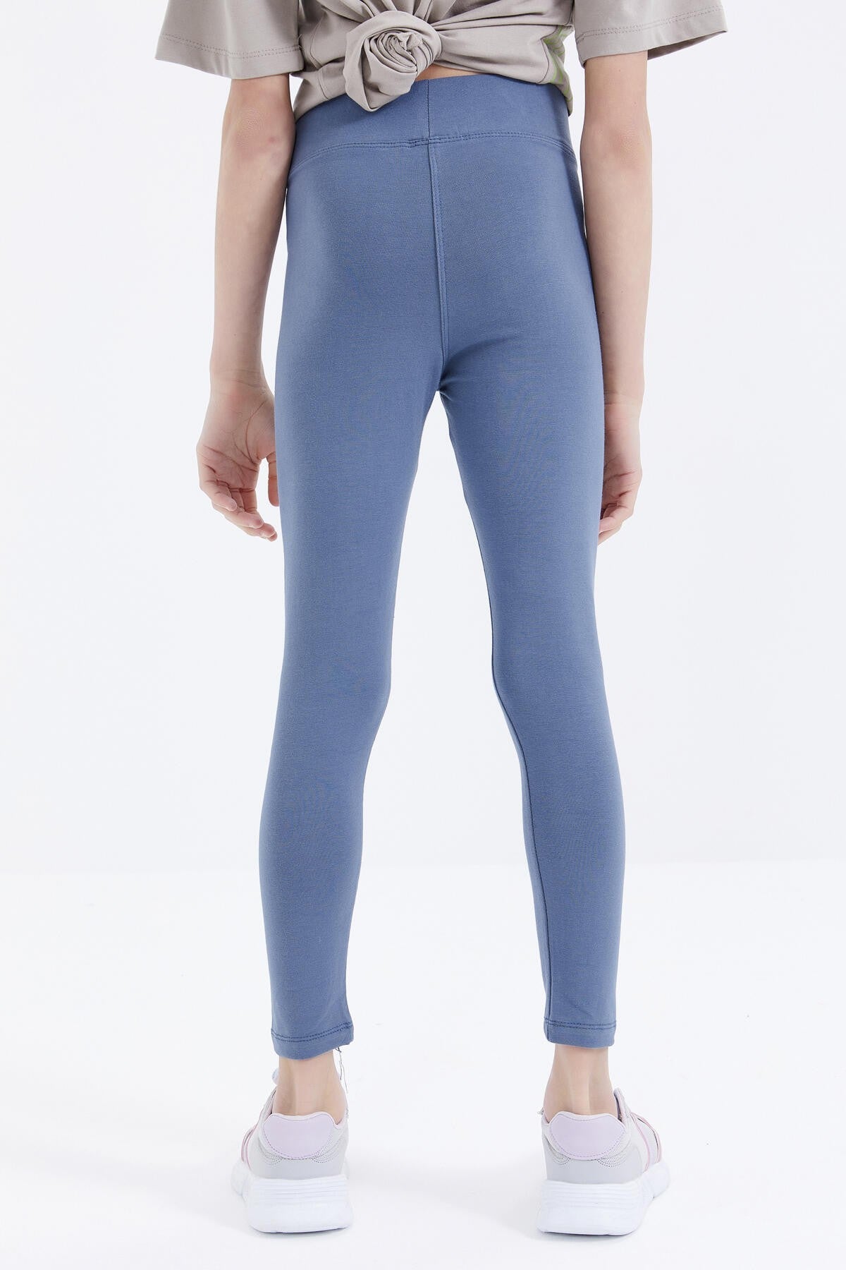 Image of Colanți de fete, culoare petrol, cu talie înaltă, slim fit - 75047