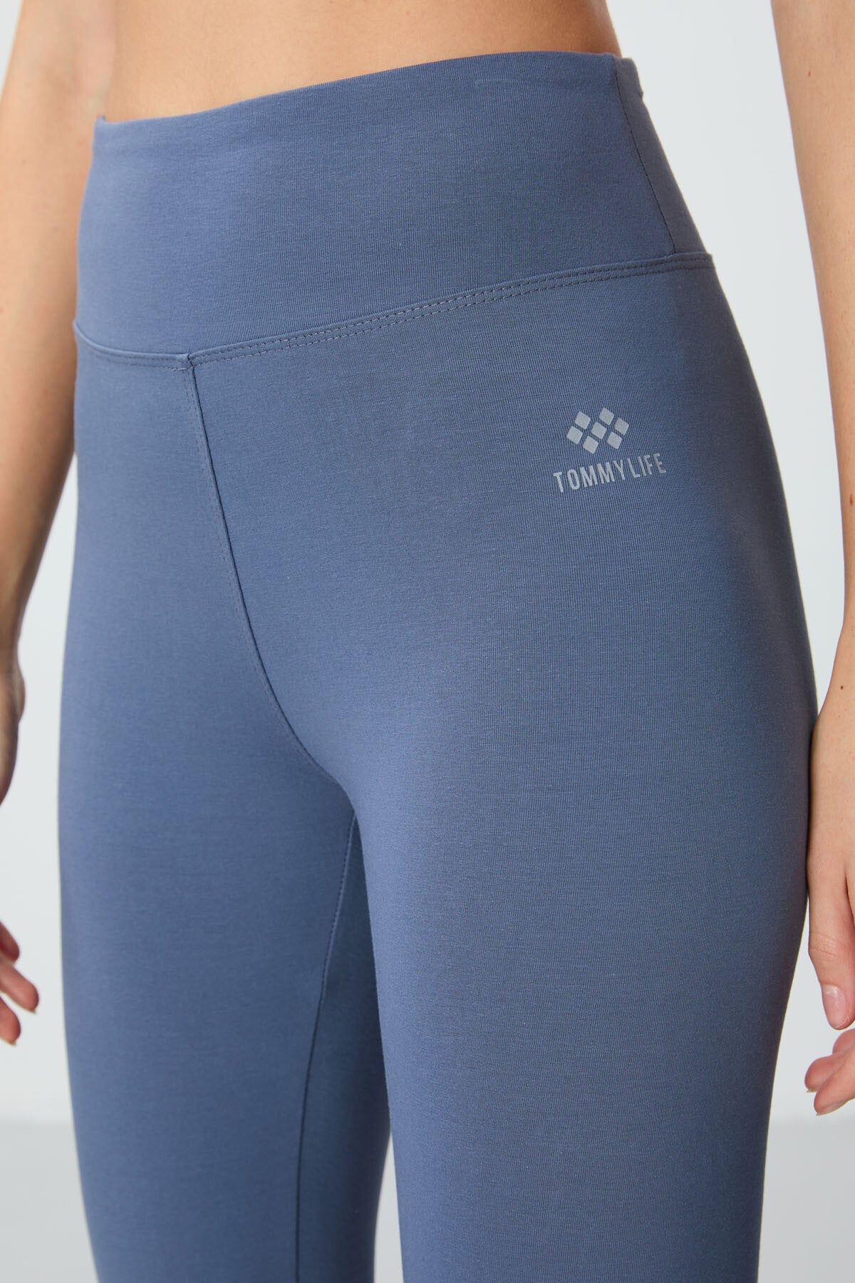 Image of Petrol Yüksek Bel Slim Fit Dar Paça Kadın Kapri Tayt - 93097