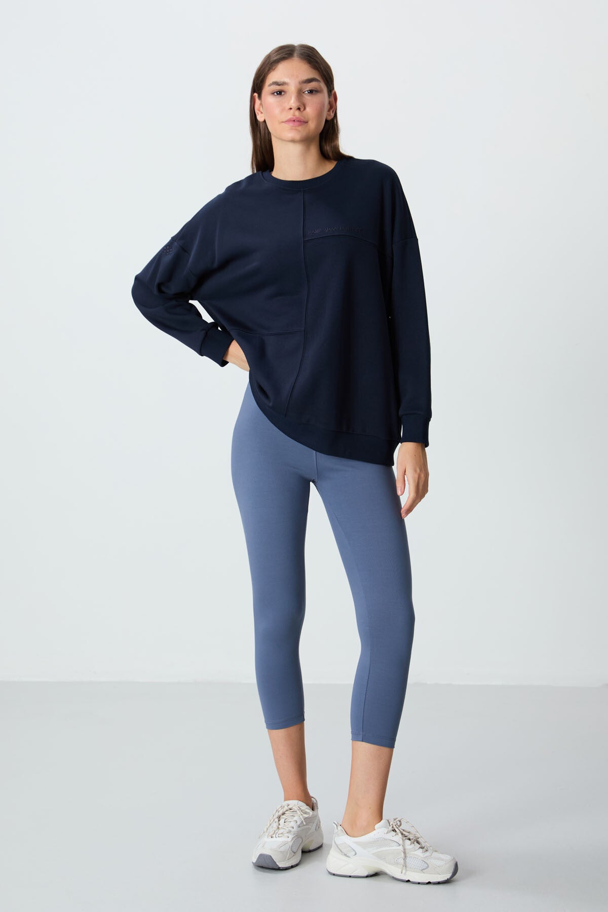 Image of Petrol Yüksek Bel Slim Fit Dar Paça Kadın Kapri Tayt - 93097