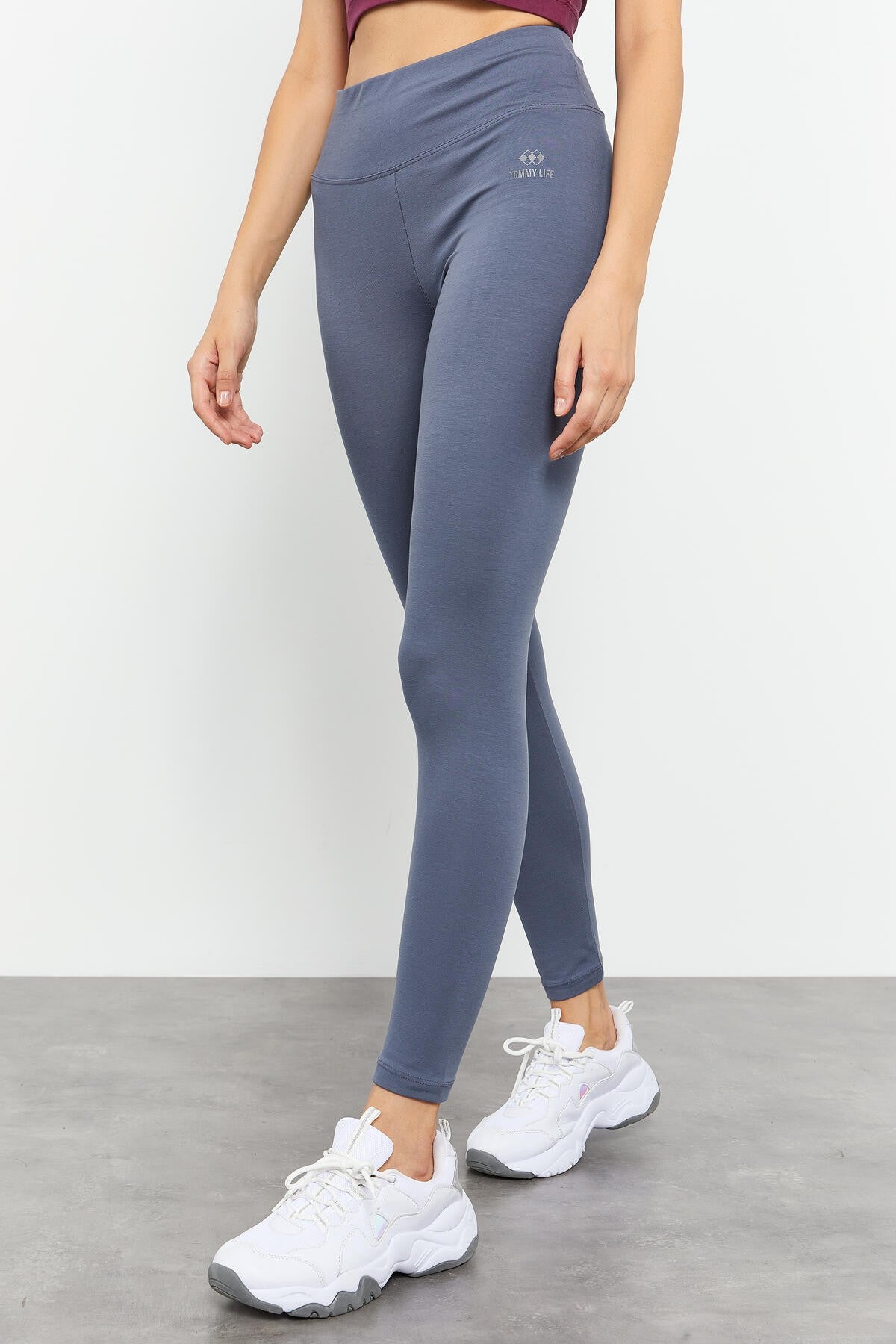 Image of Petrol Yüksek Bel Toparlayıcı Slim Fit Dar Paça Kadın Tayt - 94011