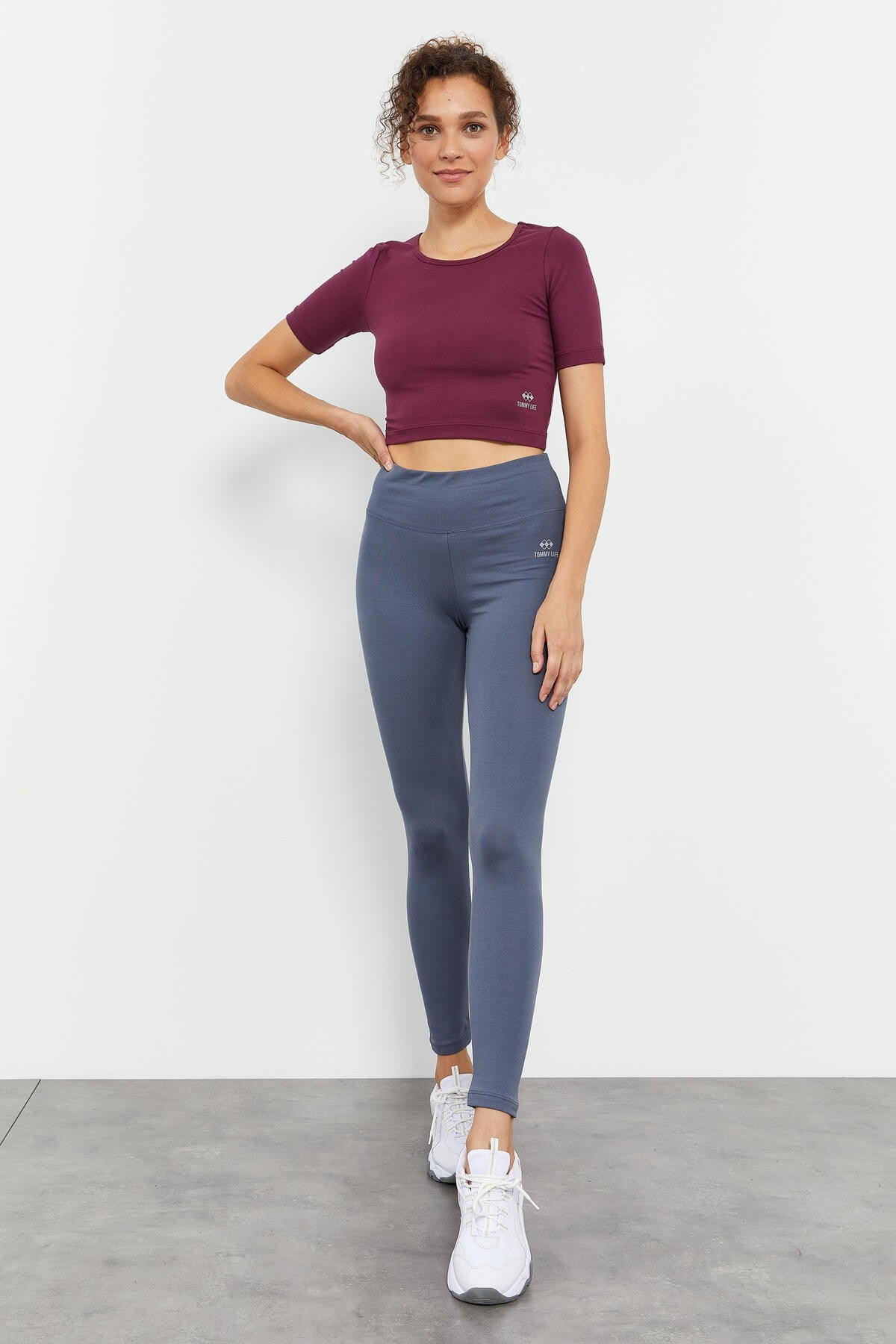 Image of Petrol Yüksek Bel Toparlayıcı Slim Fit Dar Paça Kadın Tayt - 94011
