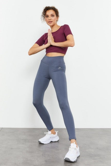Image of Petrol Yüksek Bel Toparlayıcı Slim Fit Dar Paça Kadın Tayt - 94011