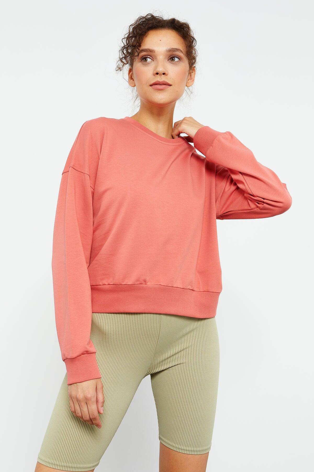 Image of Pudra Basic Rahat Form O Yaka Kadın Sweatshirt - 97114
