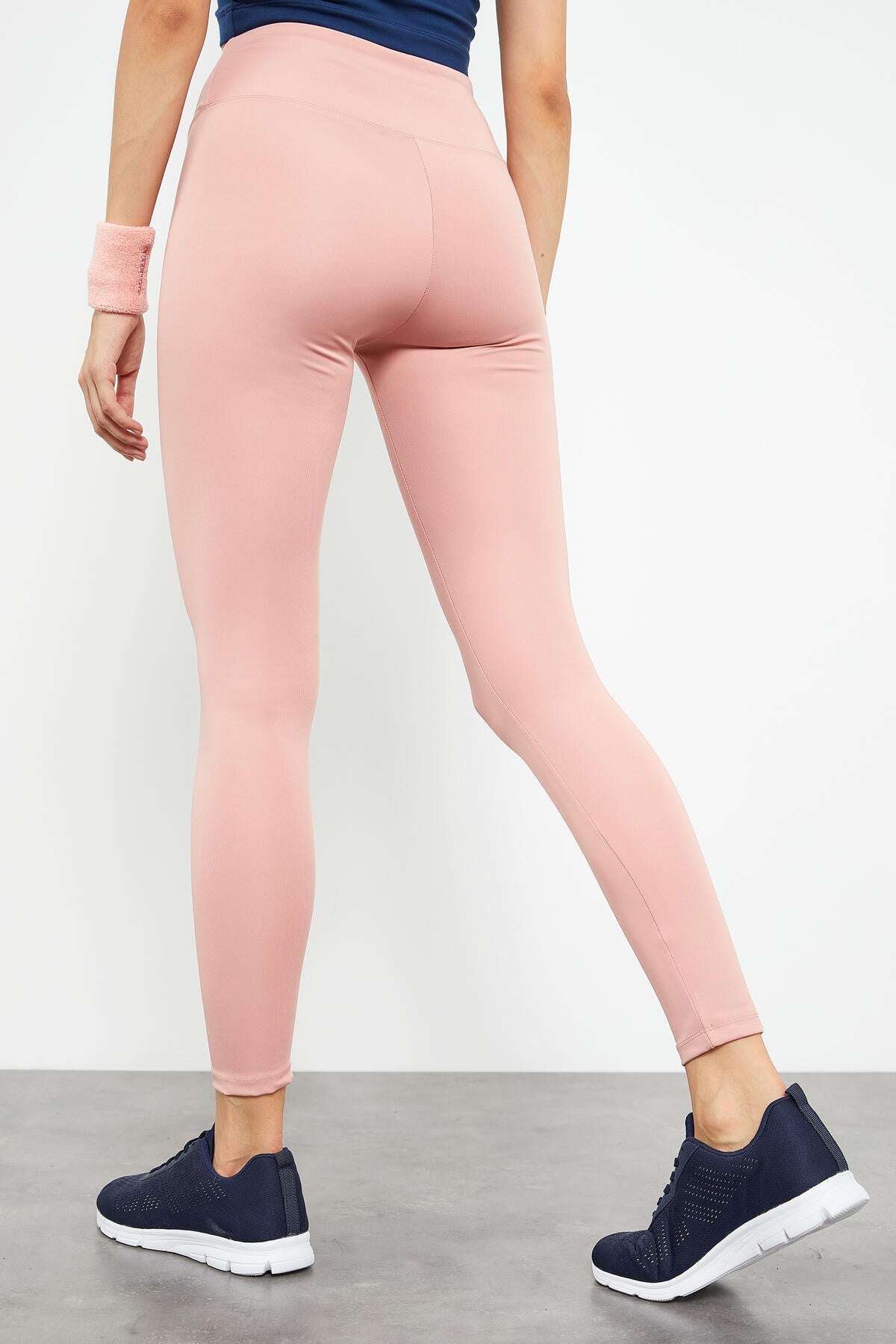 Image of Pudra Yüksek Bel Streç Slim Fit Dar Paça Kadın Tayt - 94545
