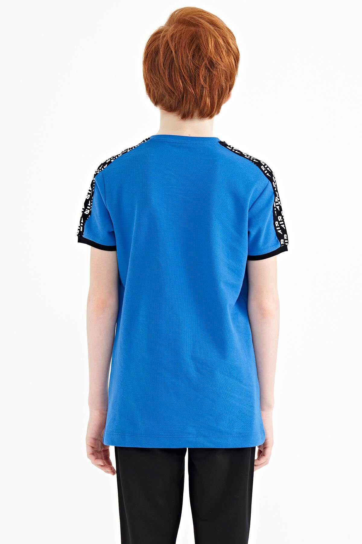 Image of Saks Omuz Baskı Detaylı Standart Kalıp O Yaka Erkek Çocuk T-Shirt - 11121