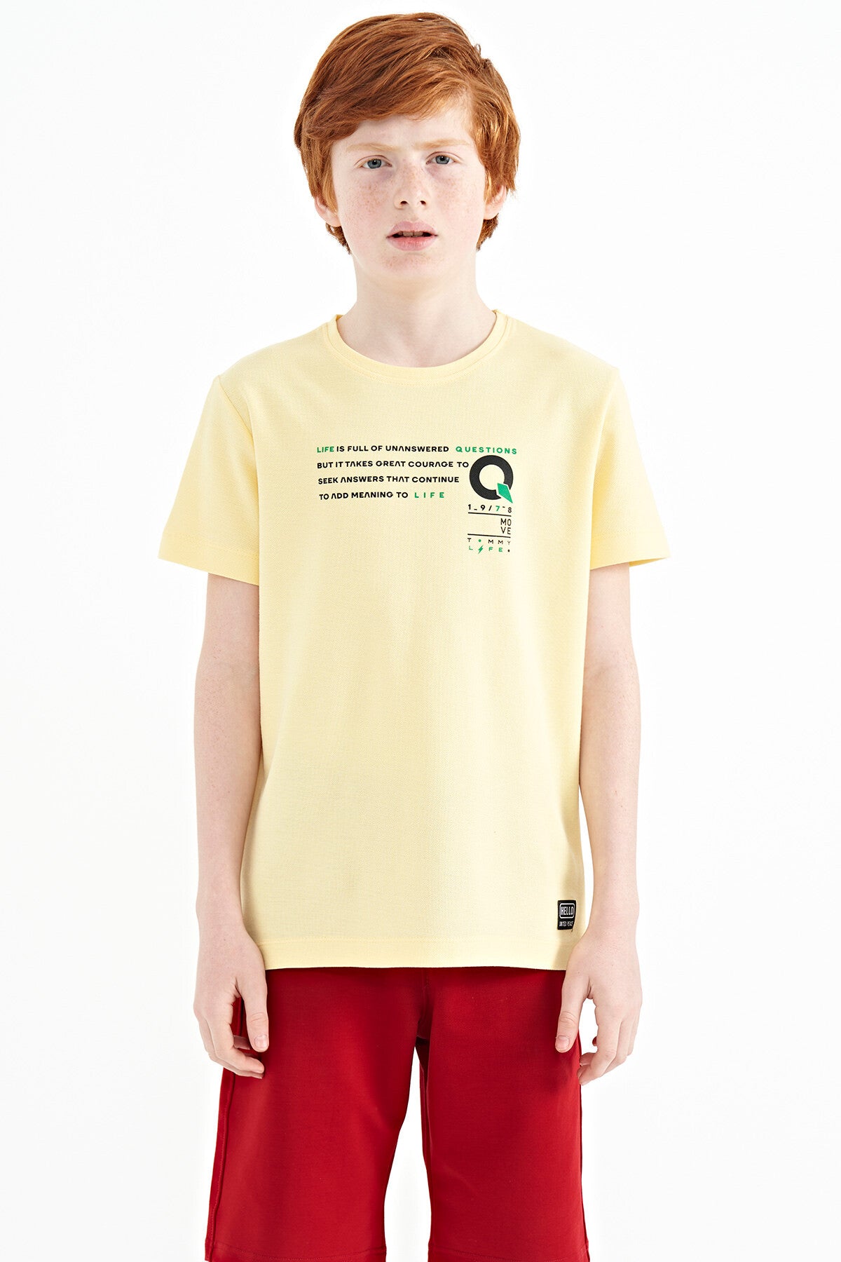 Image of Sarı Baskı Detaylı O Yaka Standart Kalıp Erkek Çocuk T-Shirt - 11145