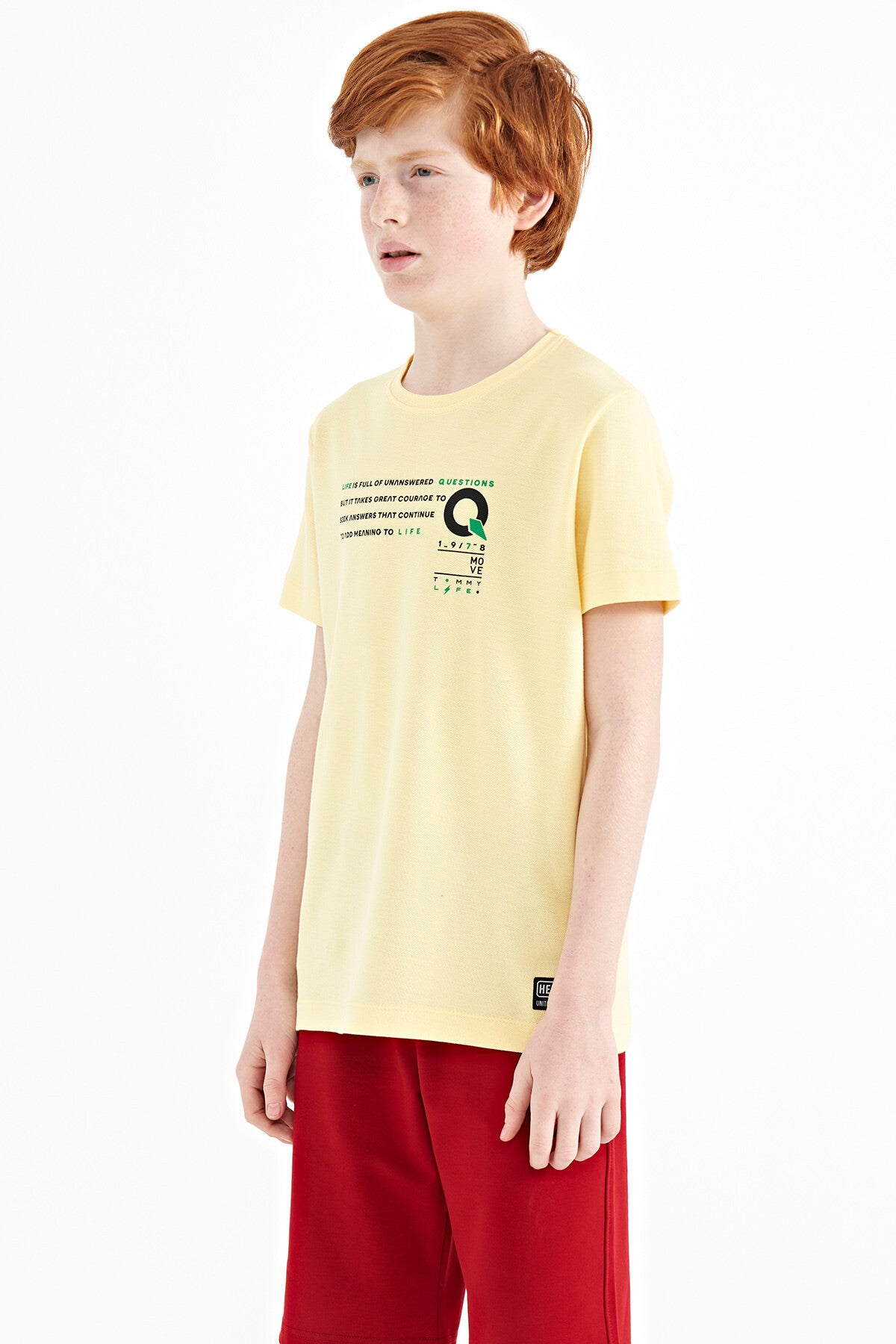 Image of Sarı Baskı Detaylı O Yaka Standart Kalıp Erkek Çocuk T-Shirt - 11145