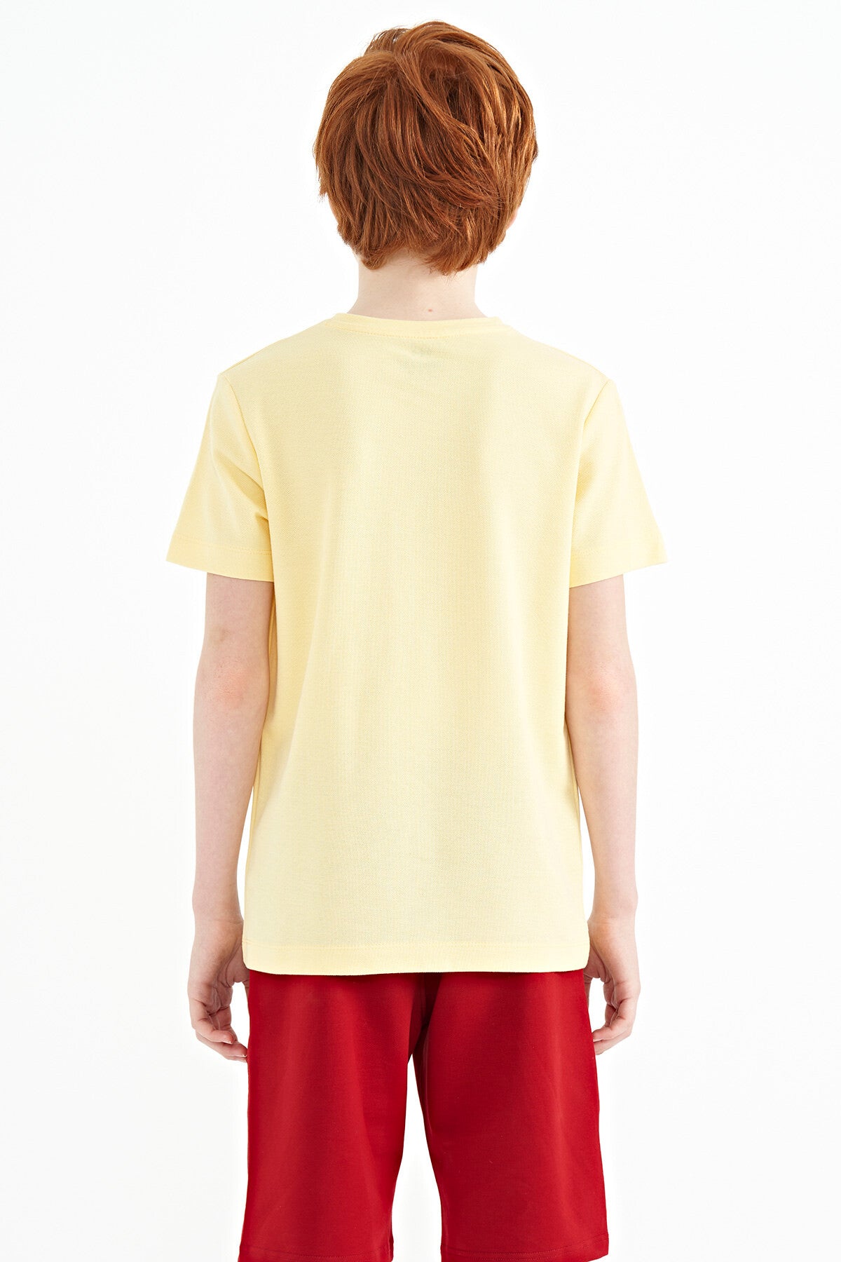 Image of Sarı Baskı Detaylı O Yaka Standart Kalıp Erkek Çocuk T-Shirt - 11145