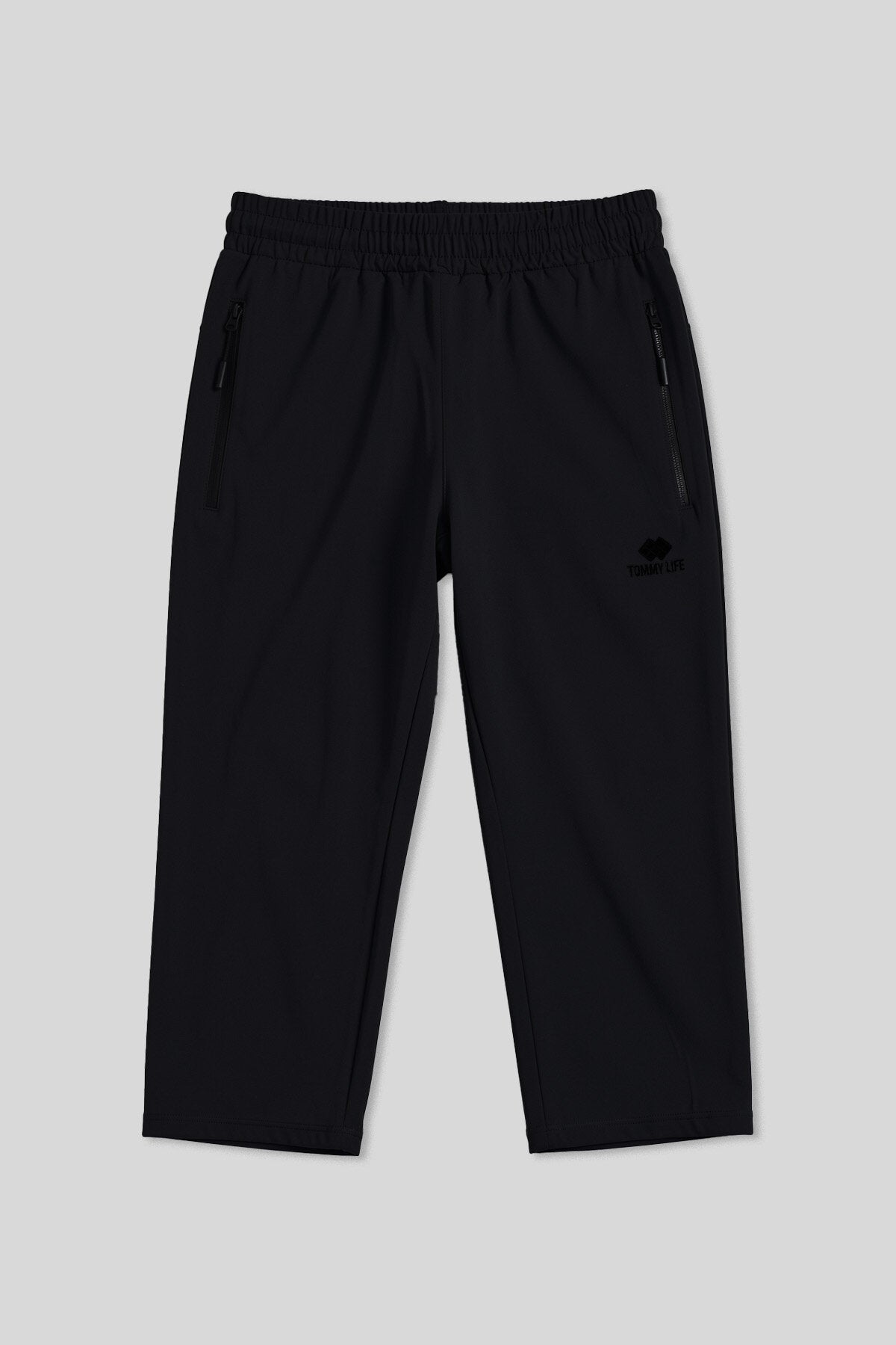 Image of Pantaloni Capri Active Sport pentru bărbați, negri, cu șireturi, croială standard, cu buzunare cu fermoar - 83096
