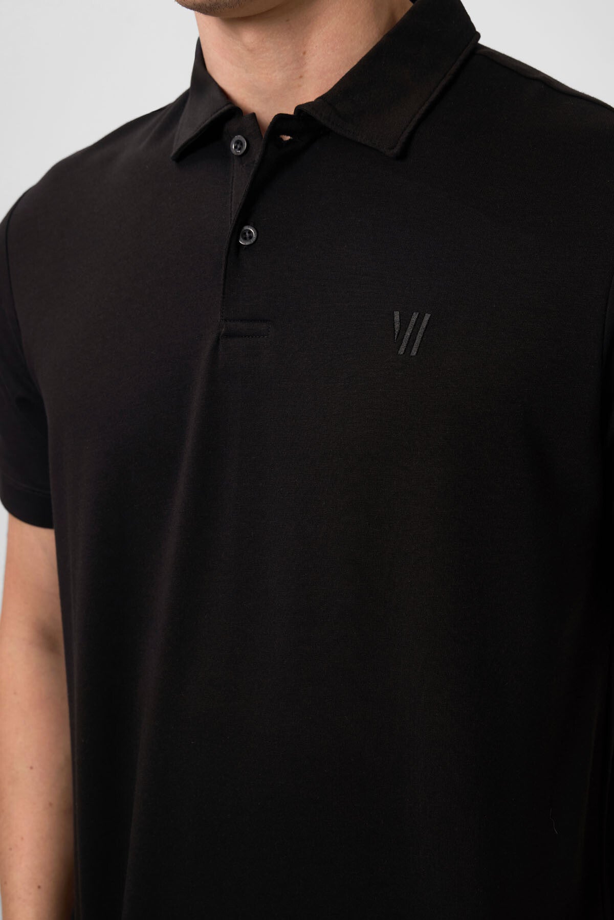 Image of Siyah Standart Kalıp Basic Polo Yaka Erkek T-Shirt - 87768
