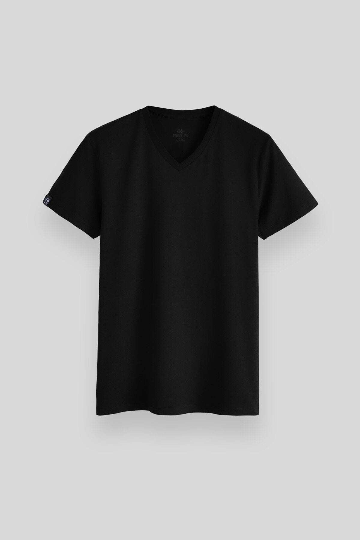 Image of Siyah Basic Kısa Kol Standart Kalıp V Yaka Erkek T-Shirt - 87912