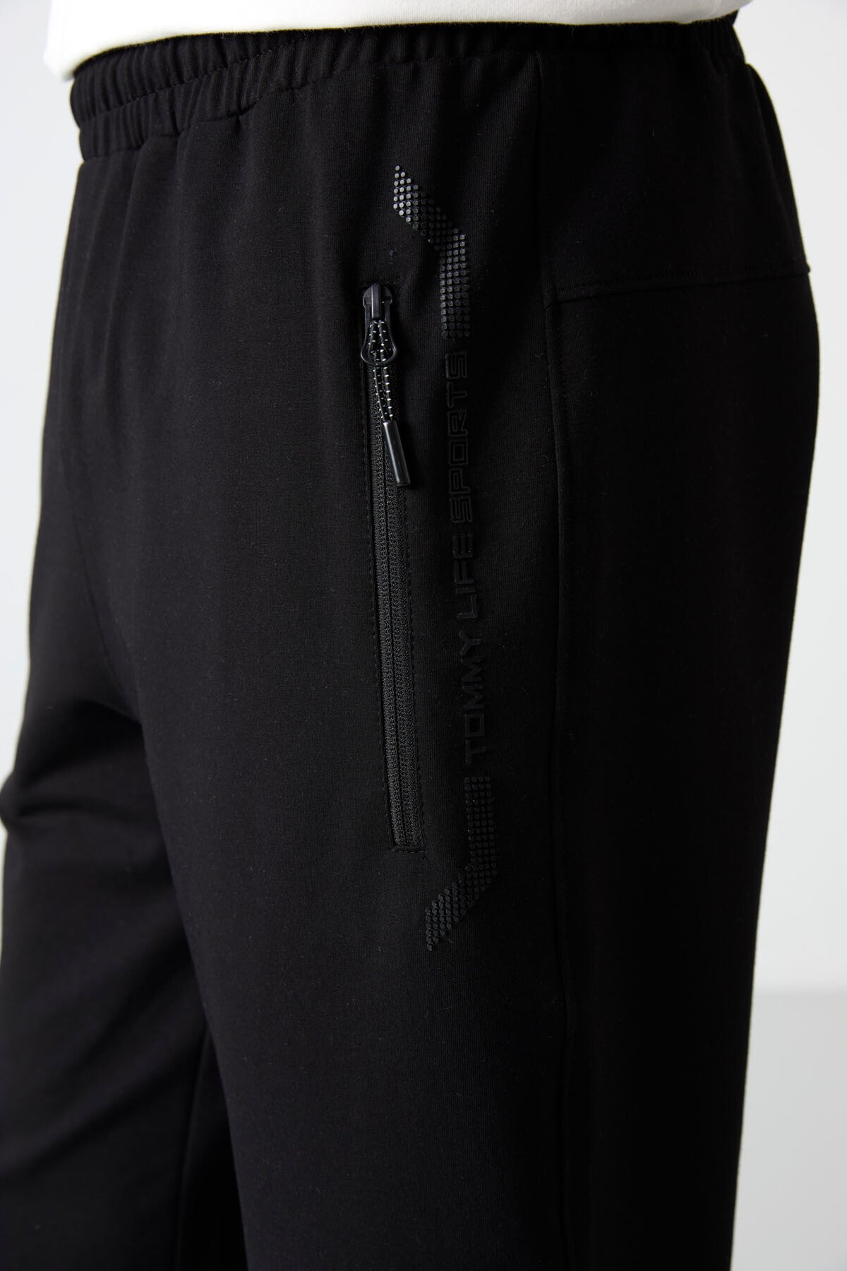 Image of Pantaloni Capri negri pentru bărbați, cu fermoar, croială standard, model clasic - 83091