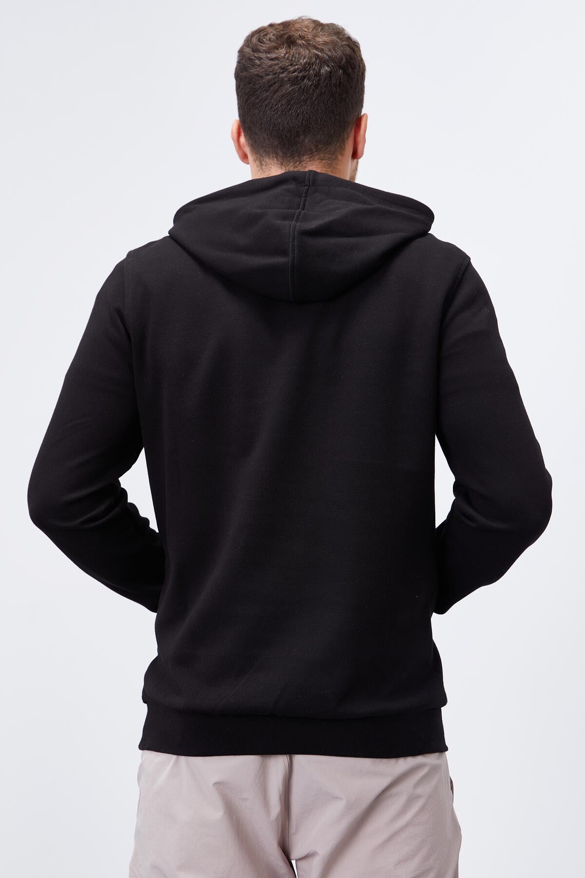 Image of Siyah Kanguru Cep Standart Kalıp Kapüşonlu Erkek Sweatshirt - 87883