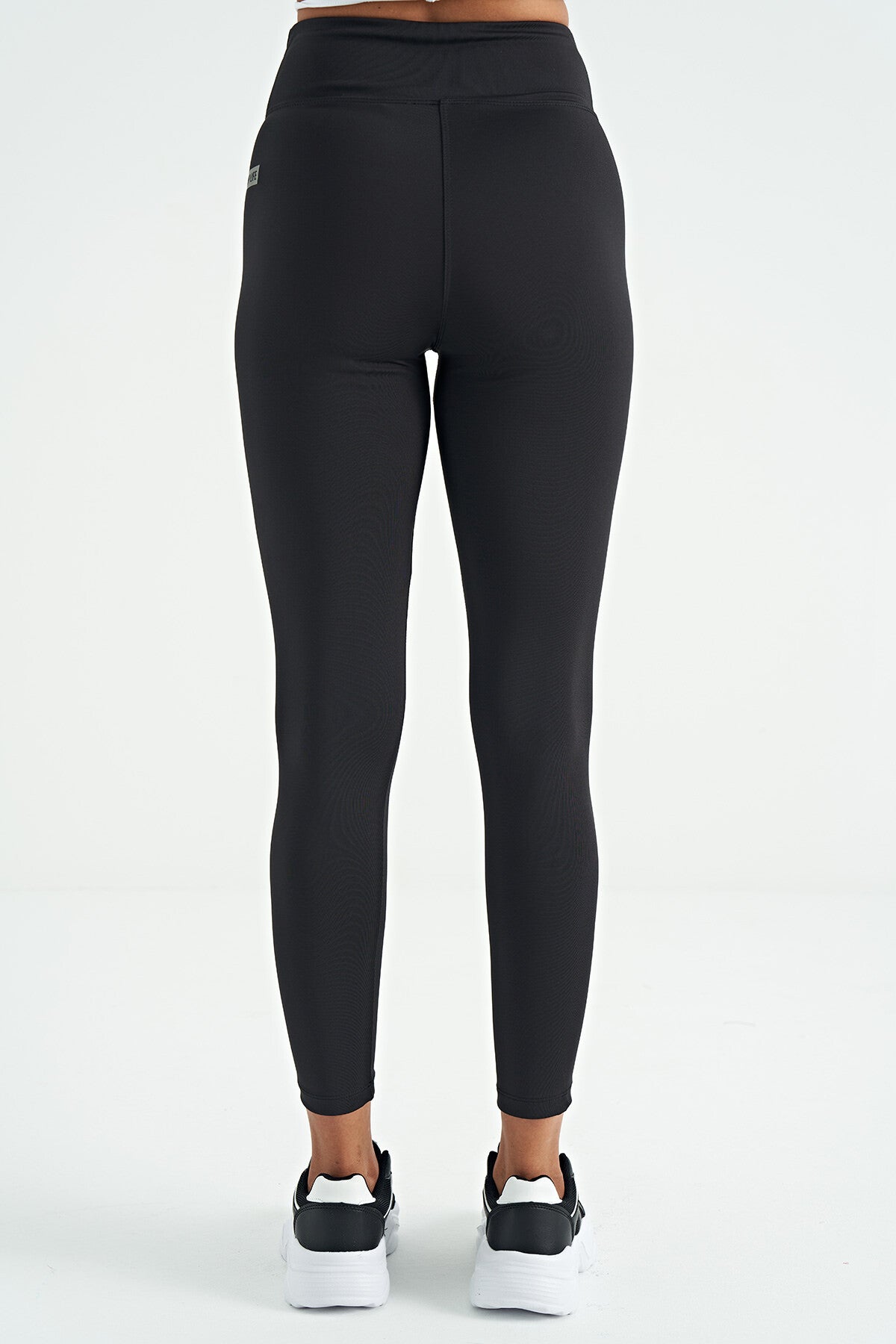 Image of Colanți de damă slim fit, din material Scuba, cu talie înaltă, cu imprimeu logo negru - 94627