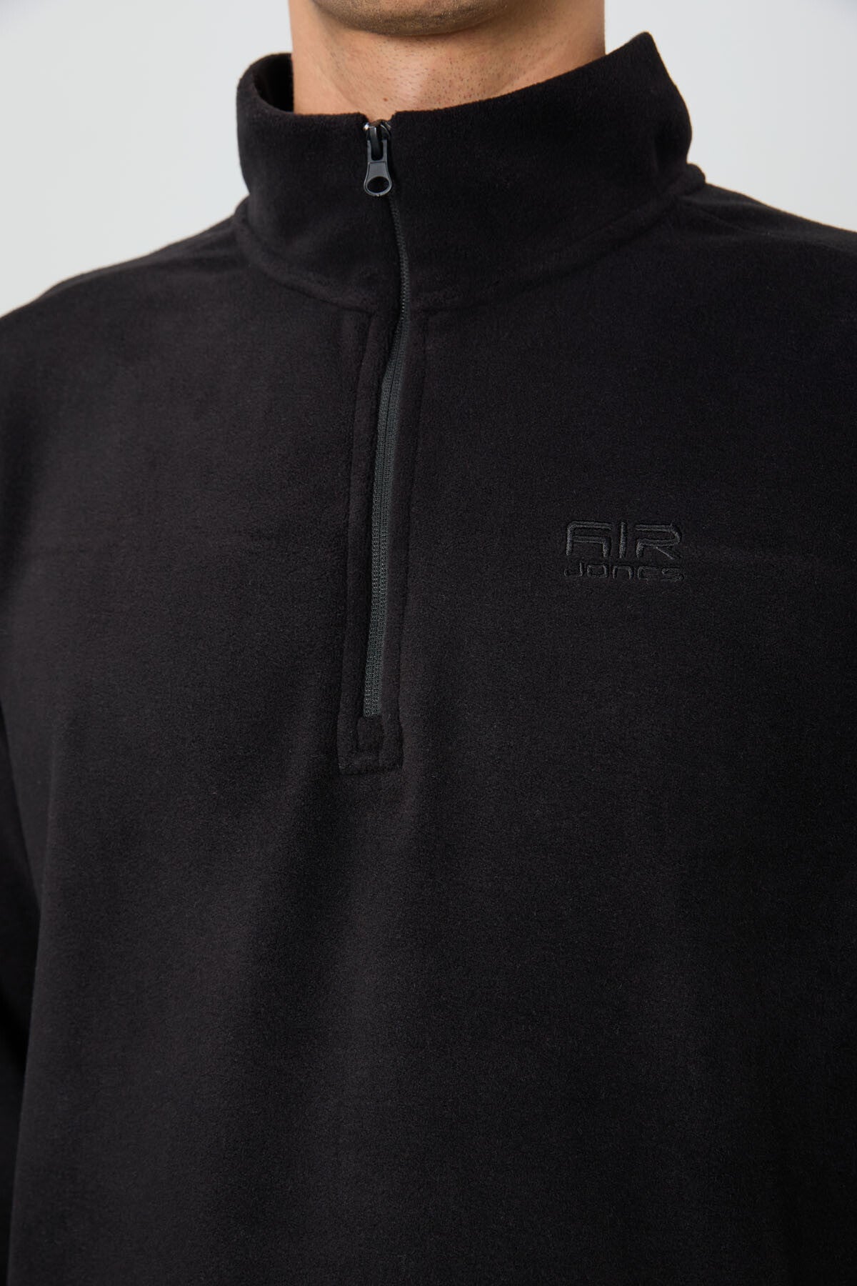 Image of River Siyah Dik Yaka Erkek Polar Sweatshirt - 88310