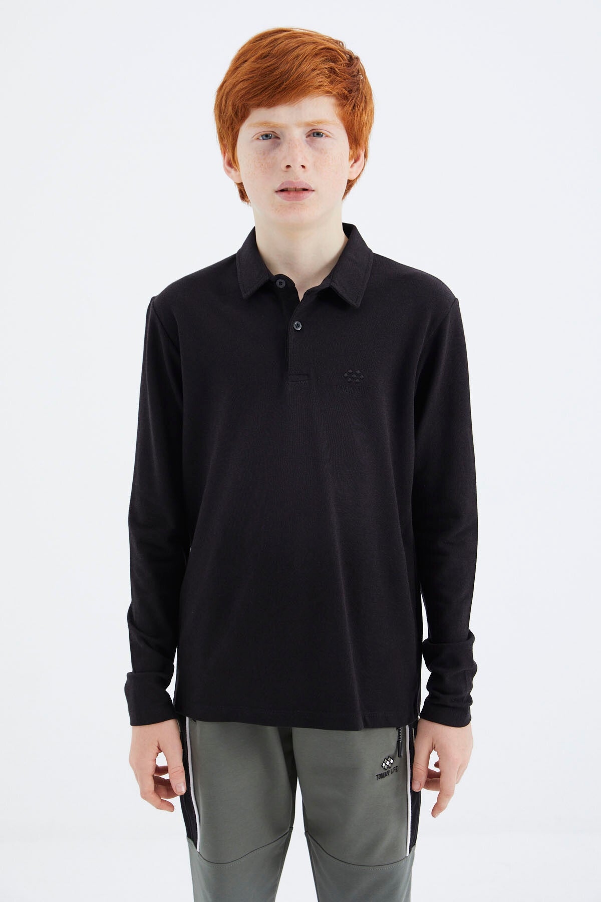 Image of Siyah Polo Yaka Basic Erkek Çocuk T-Shirt - 11171