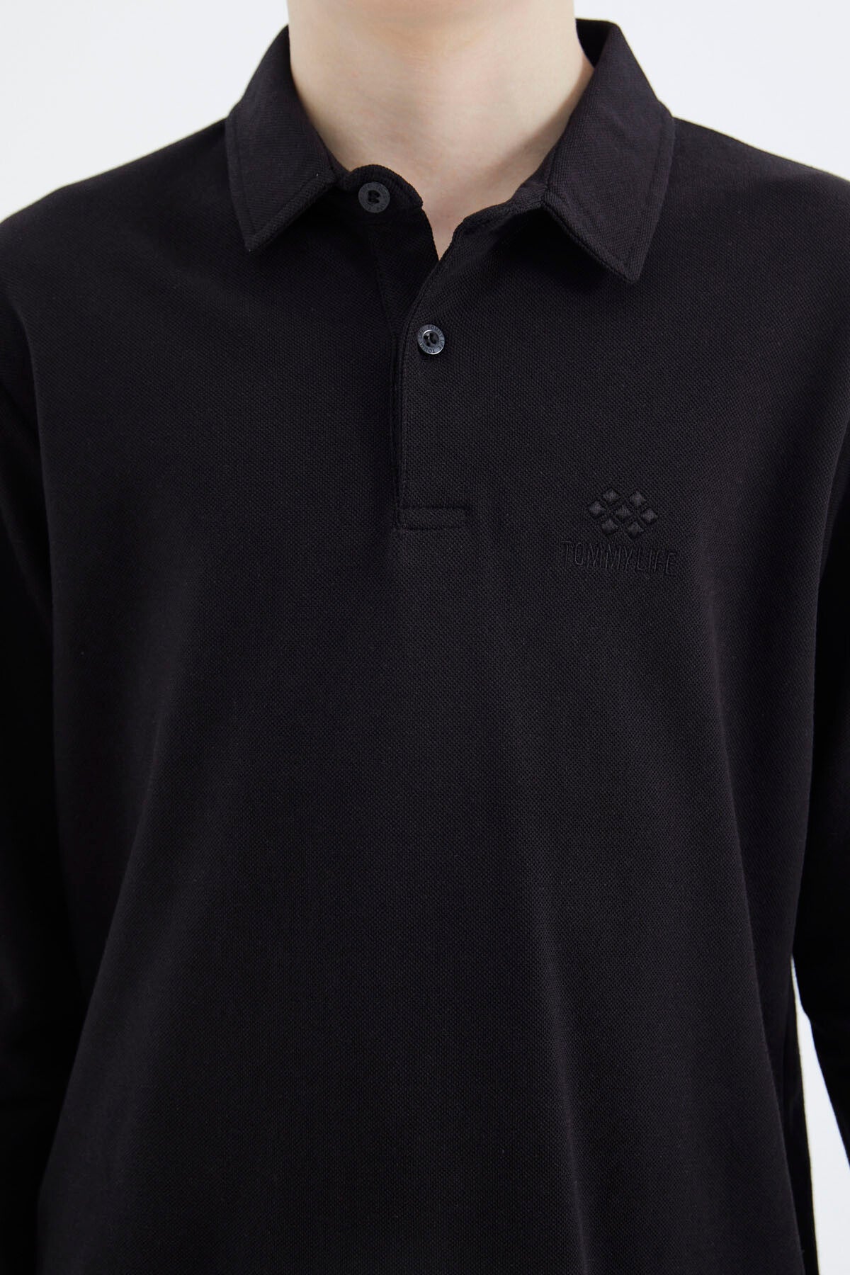 Image of Siyah Polo Yaka Basic Erkek Çocuk T-Shirt - 11171