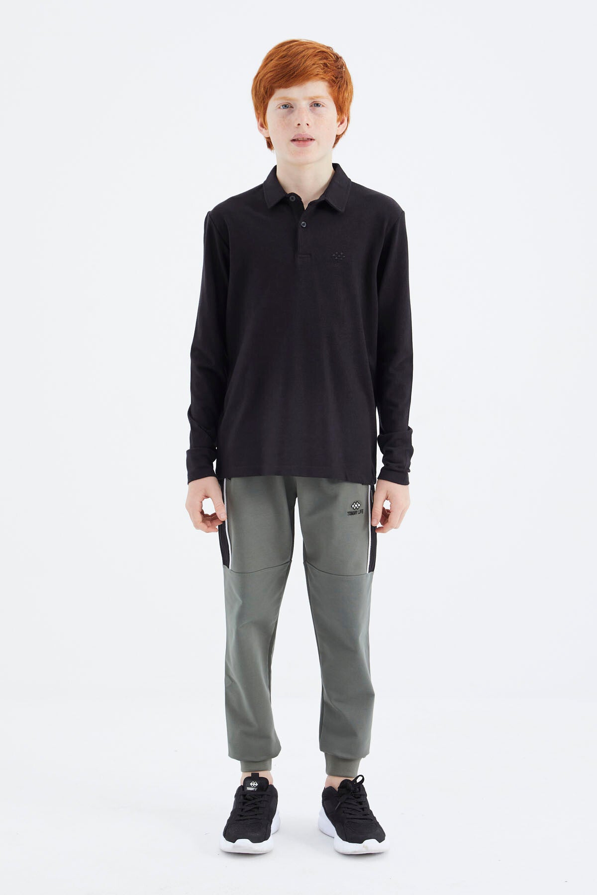 Image of Siyah Polo Yaka Basic Erkek Çocuk T-Shirt - 11171