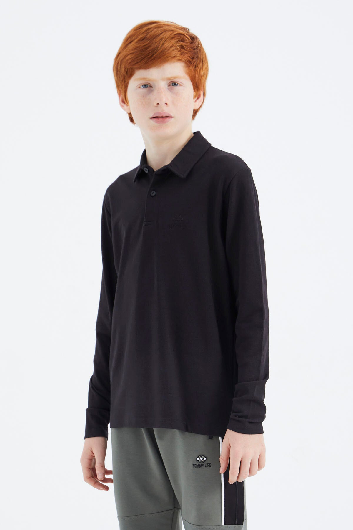 Image of Siyah Polo Yaka Basic Erkek Çocuk T-Shirt - 11171
