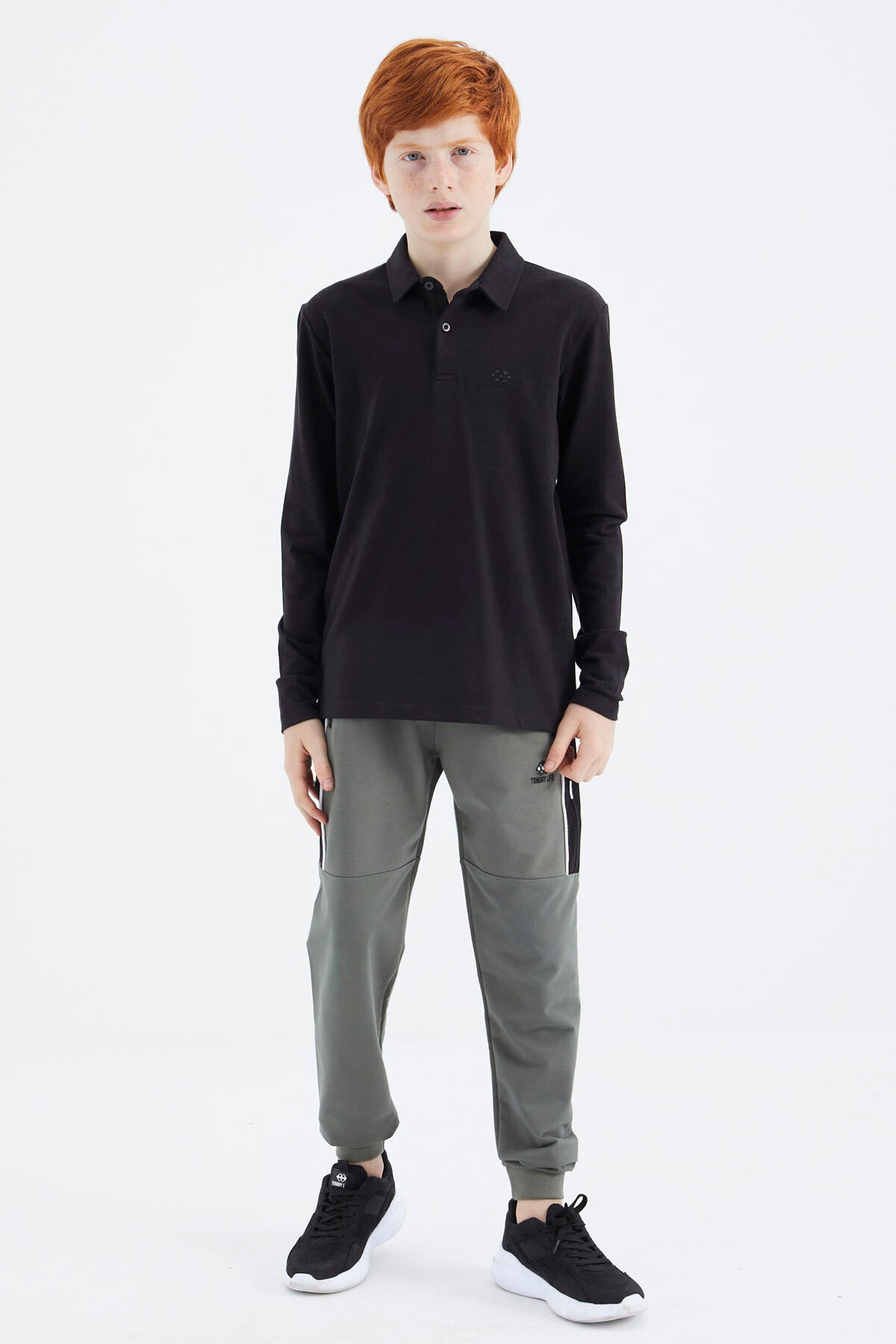 Image of Siyah Polo Yaka Basic Erkek Çocuk T-Shirt - 11171