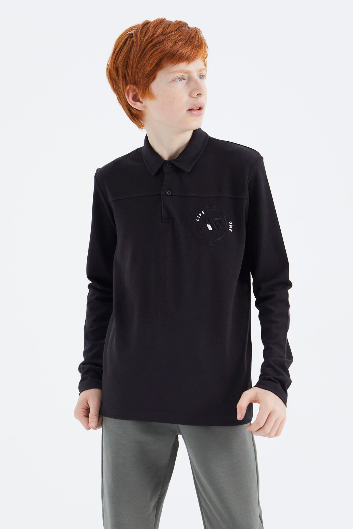Image of Siyah Polo Yaka Erkek Çocuk T-Shirt - 11172