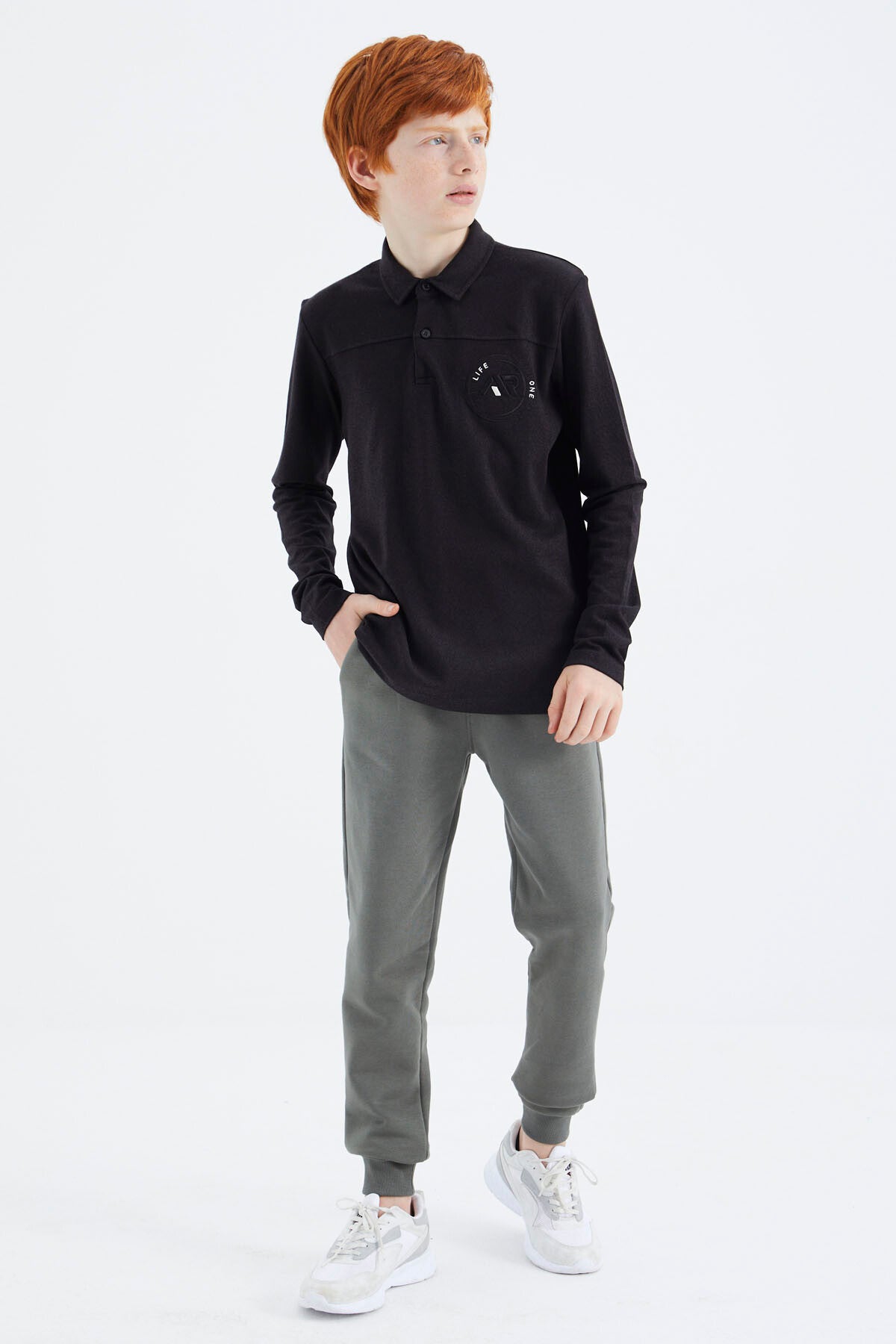 Image of Siyah Polo Yaka Erkek Çocuk T-Shirt - 11172