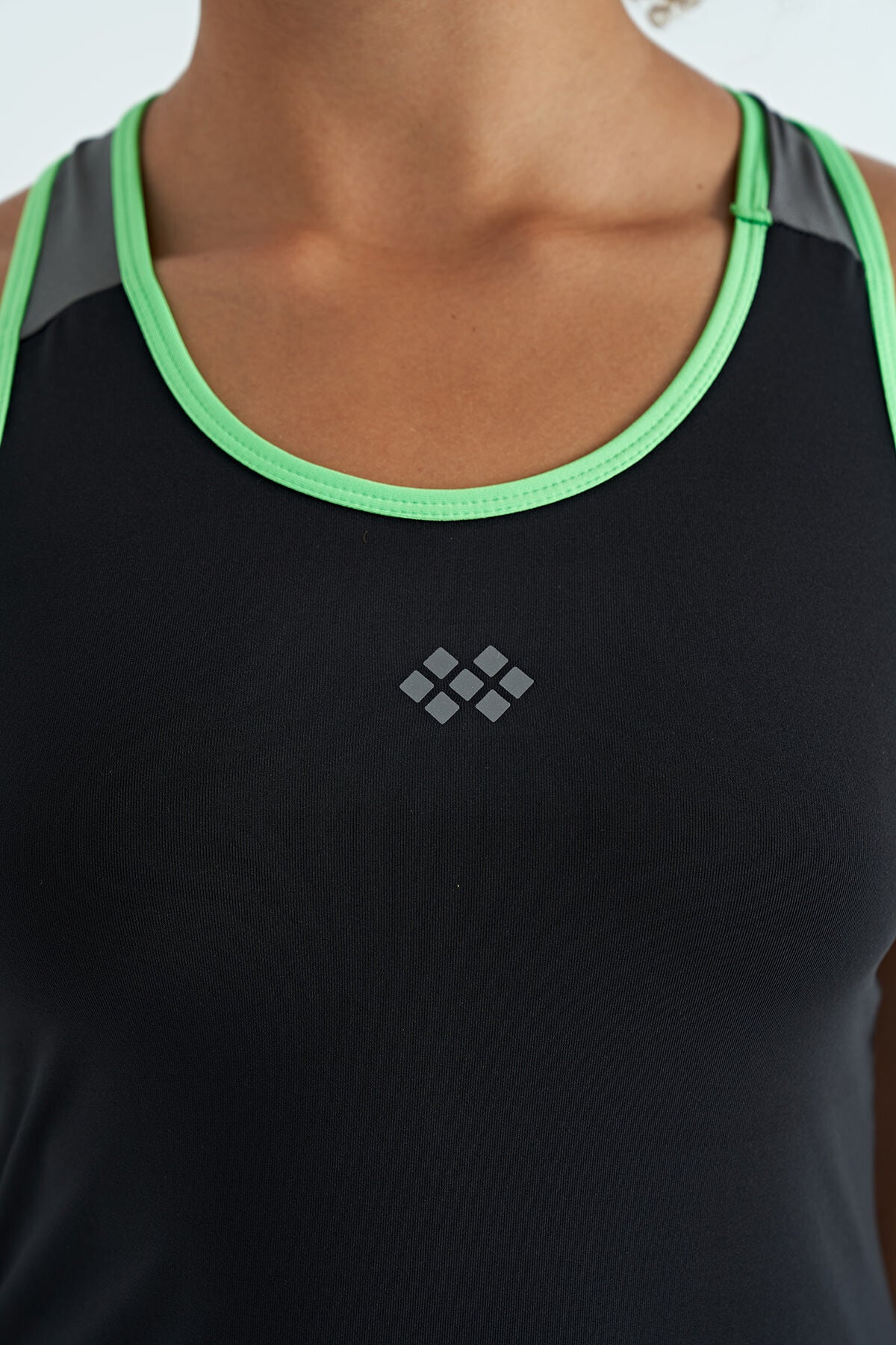 Image of Black Women's Tank Top with Back Detail and Print, Standard Fit - 97269