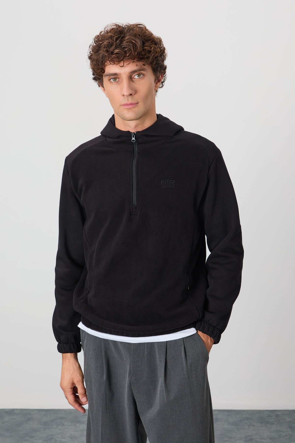 Image of Ruby Siyah Standart Kalıp Polar Erkek Sweatshirt - 88300