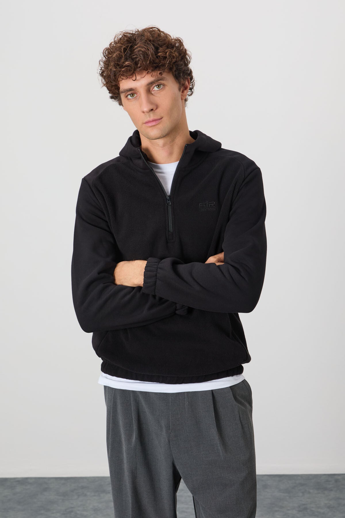 Image of Ruby Siyah Standart Kalıp Polar Erkek Sweatshirt - 88300