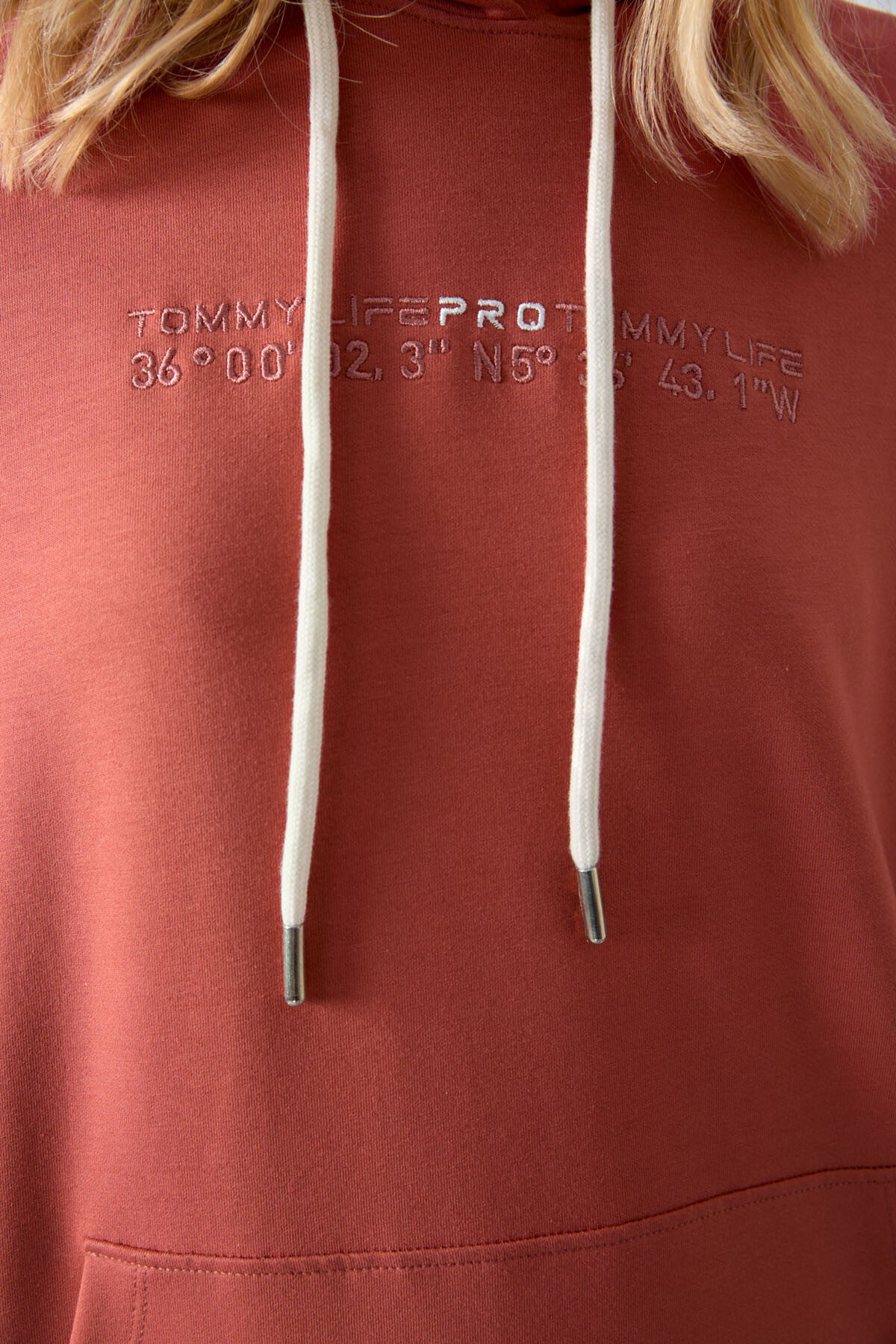 Image of Tarçın Kapüşonlu Kanguru Cep Oversize Lastik Paça Kadın Eşofman Takımı - 95288