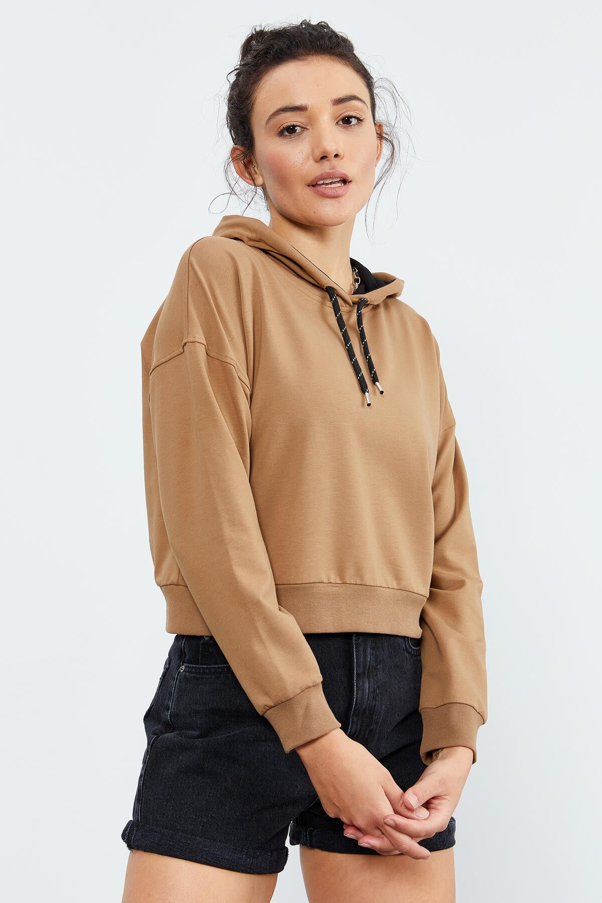Image of Toprak Uzun Kol Rahat Form Kapüşonlu Kadın Sweatshirt - 97115