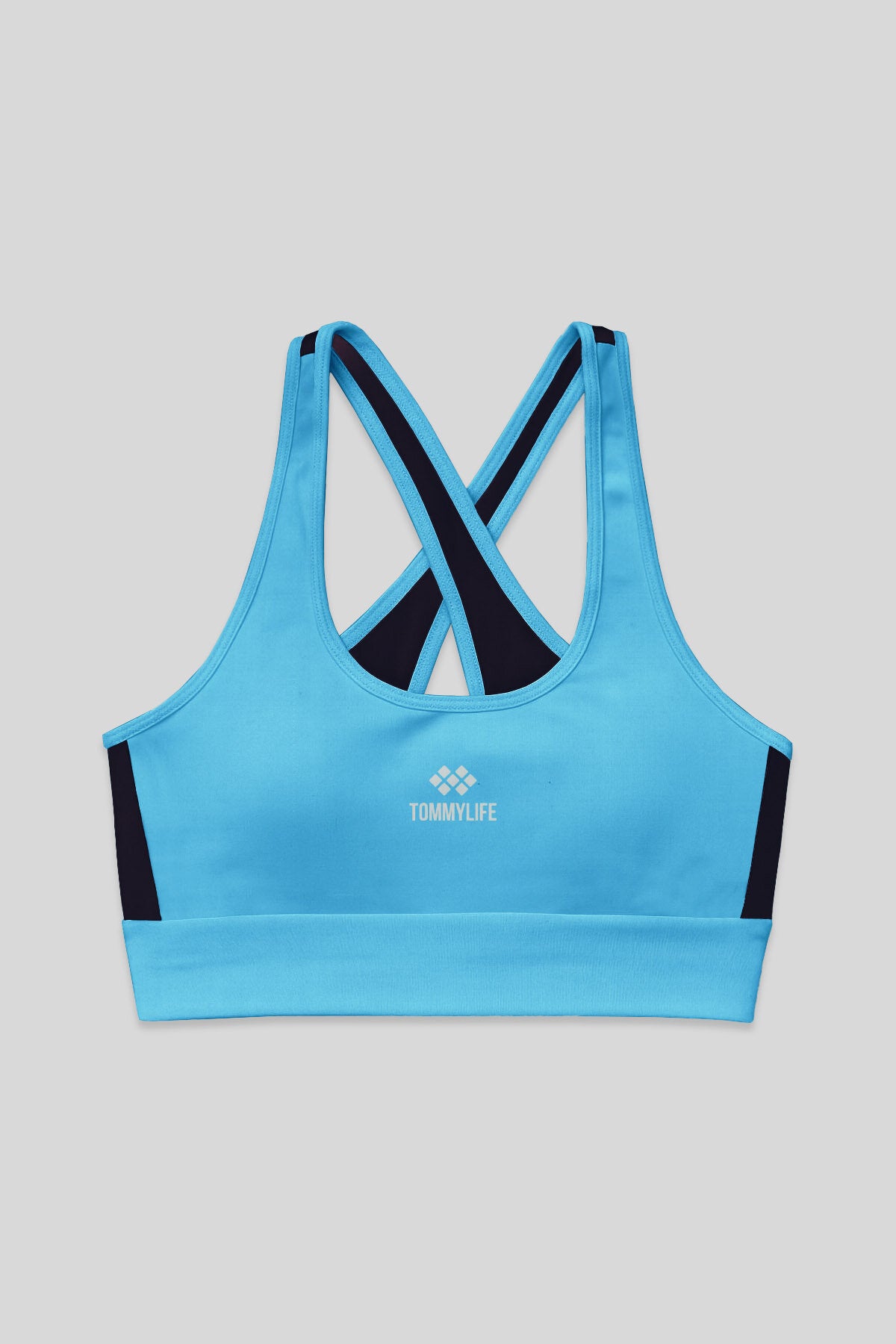 Image of Turkuaz Çapraz Sırt Detaylı Slim Fit U Yaka Pedli Kadın Spor Büstiyer - 97121