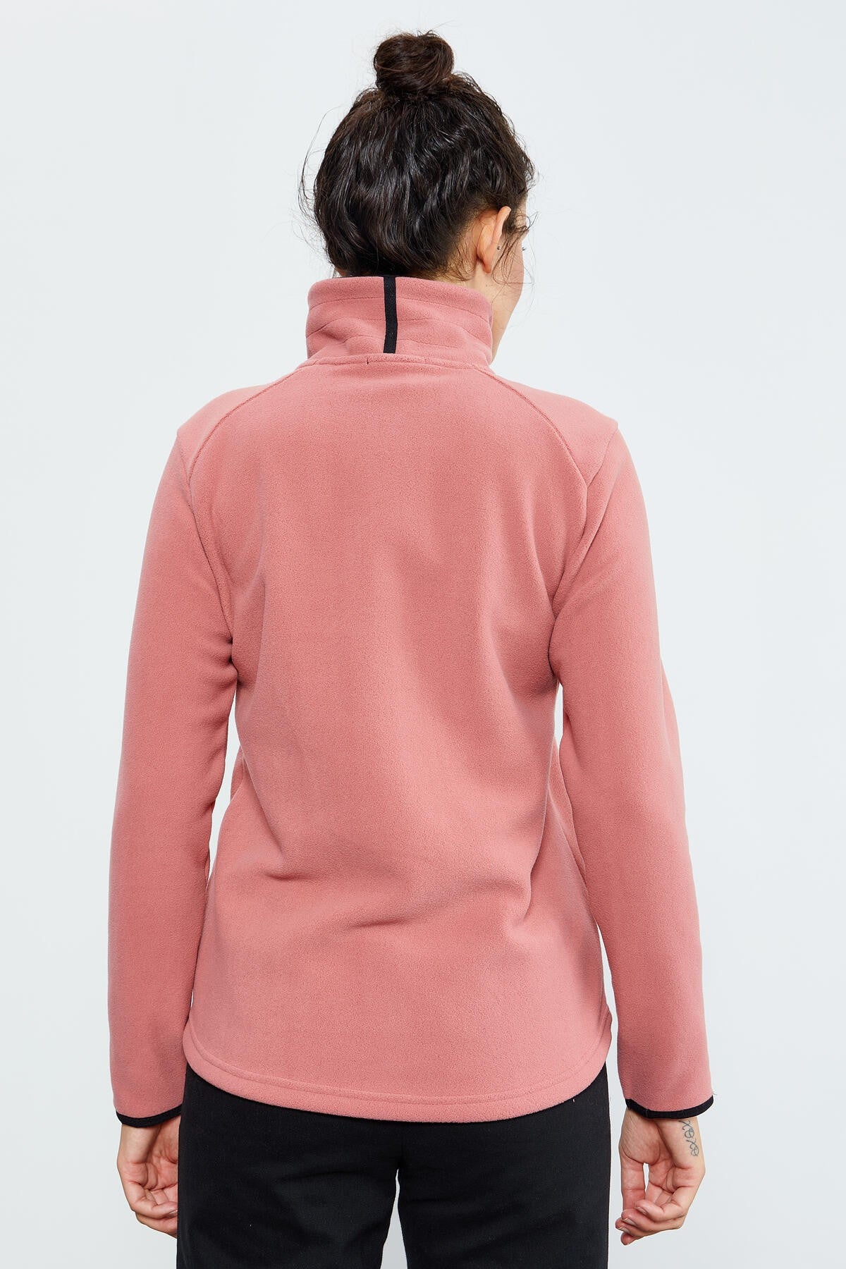 Image of Yaban Gülü Dik Yaka Fermuarlı Rahat Form Kadın Polar Sweatshirt - 97173