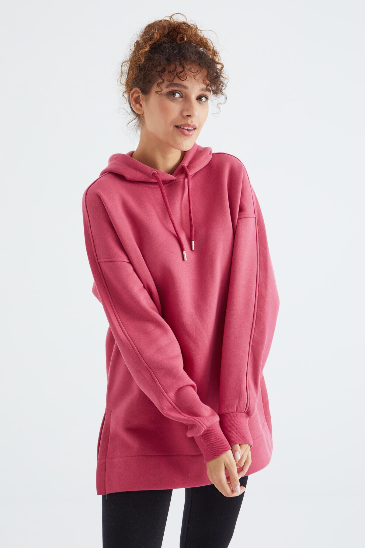 Image of Yaban Gülü Reglan Kol Basic Kapüşonlu Oversize Sweatshirt Sweatshirt Tunik - 97242