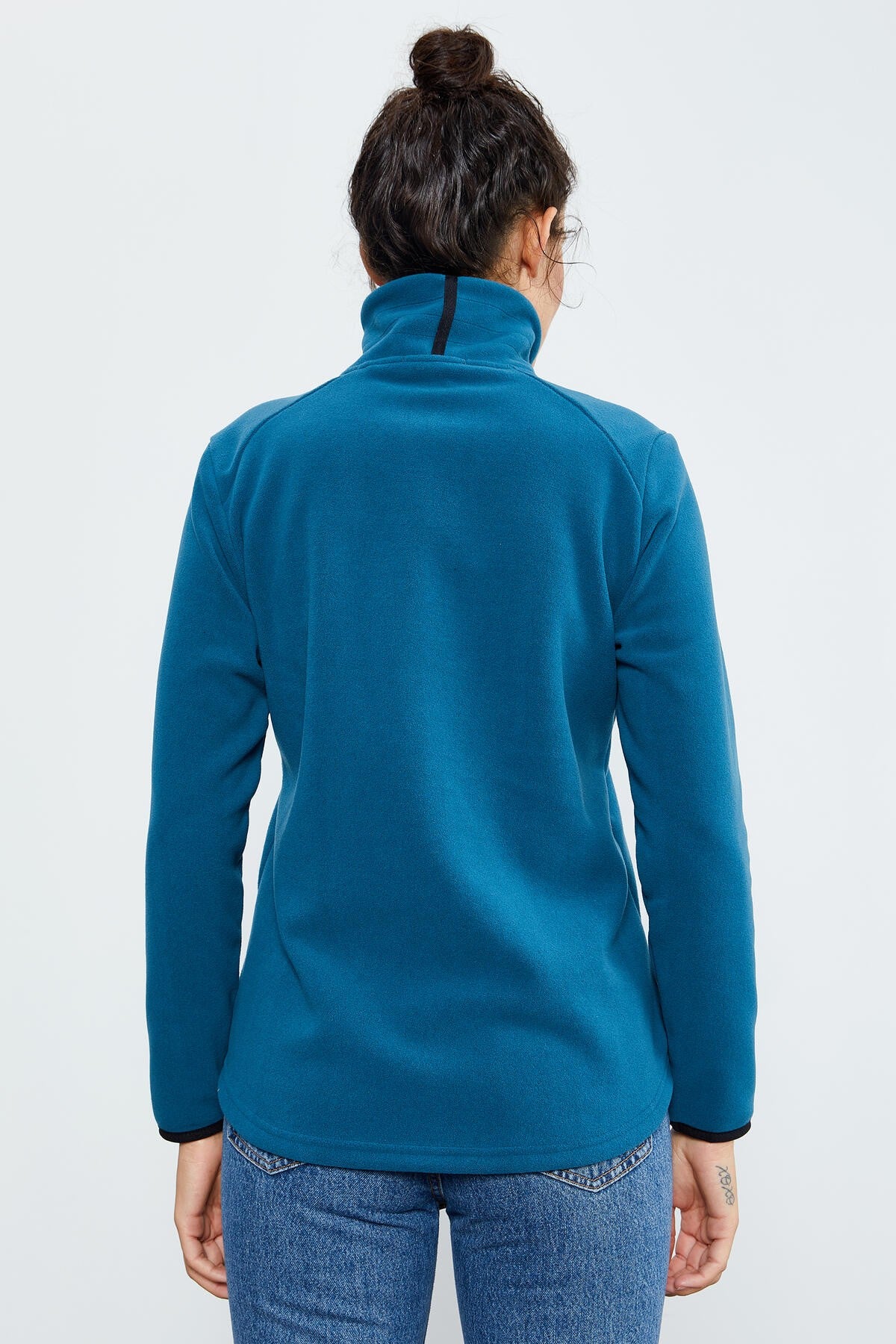 Image of Zümrüt Dik Yaka Fermuarlı Rahat Form Kadın Polar Sweatshirt - 97173