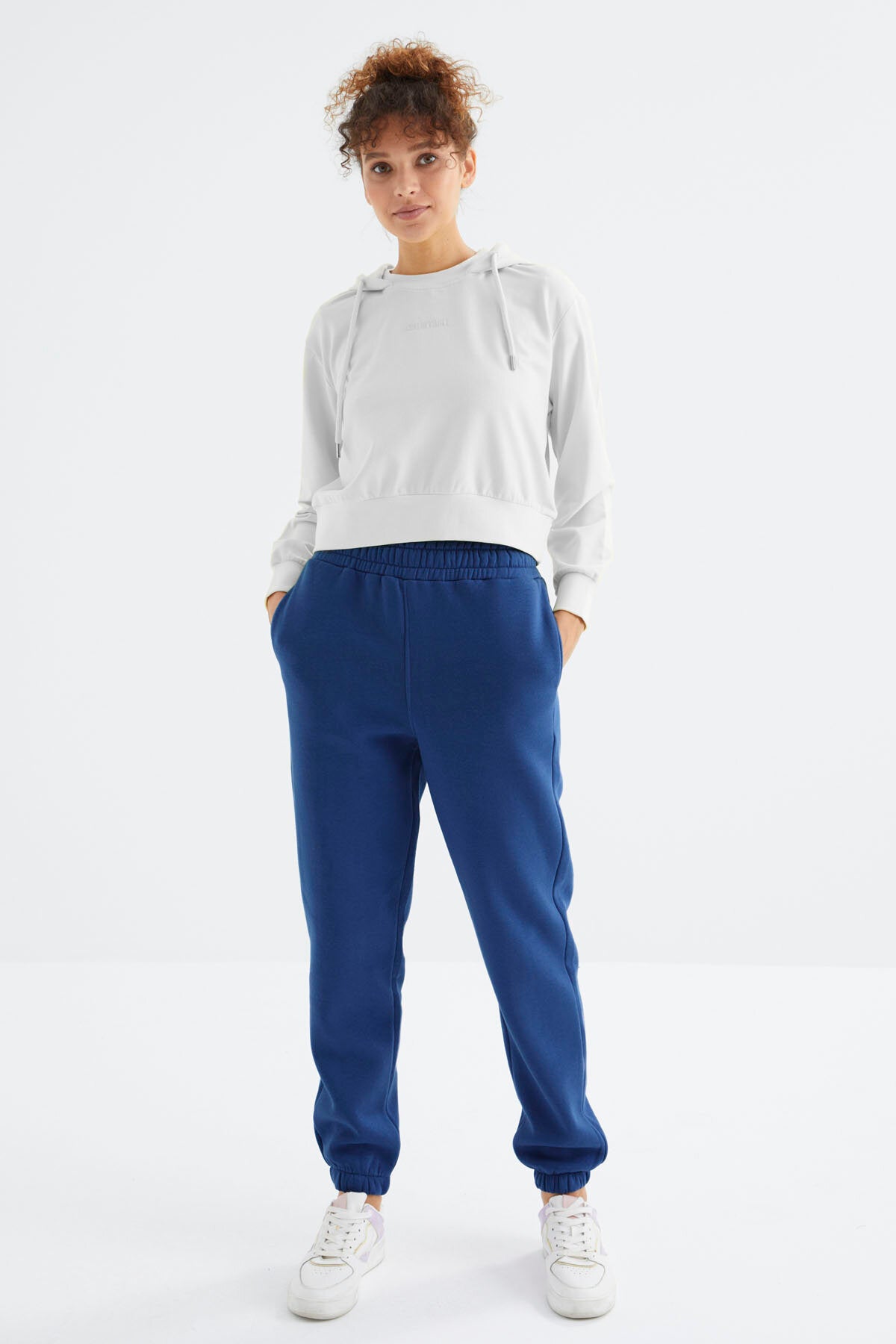 Image of Pantaloni de trening de damă din bumbac periat, cu talie înaltă, cu 3 fire, Parliament - 94624