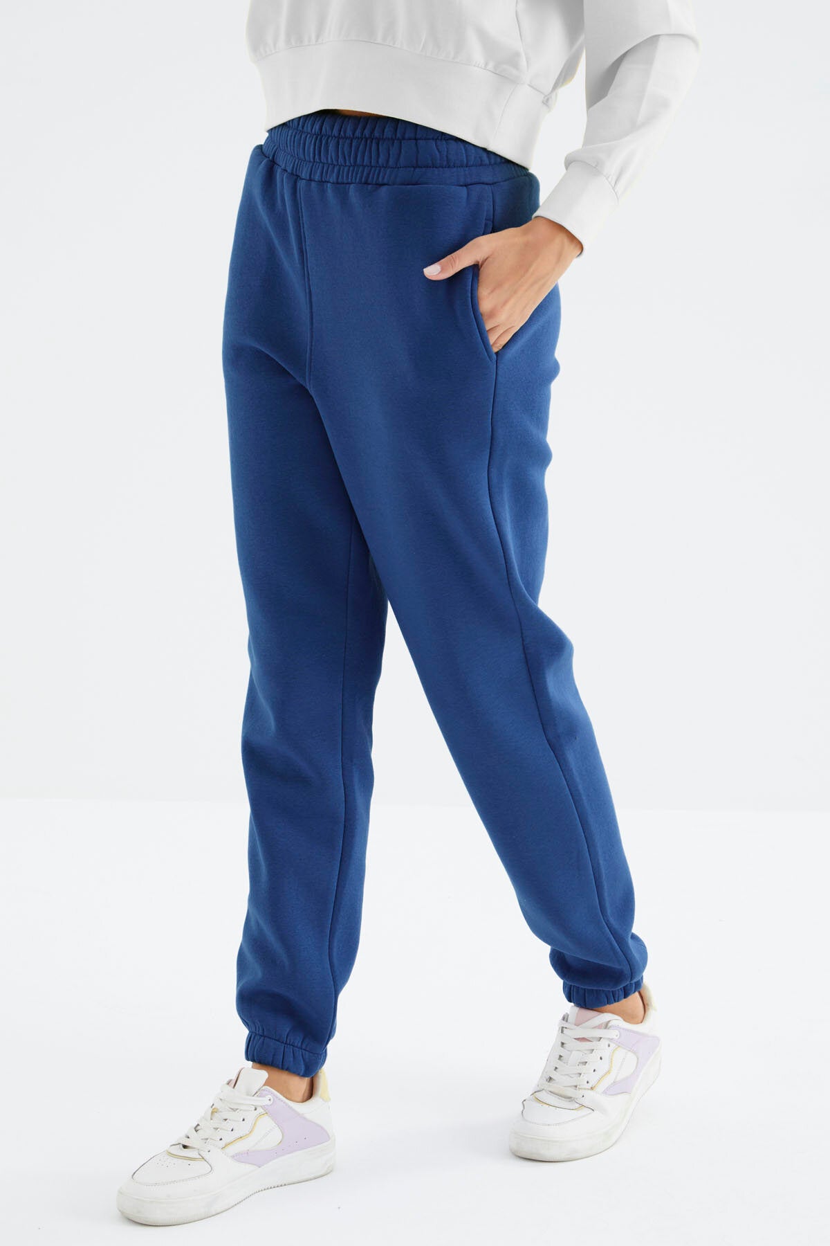 Image of Pantaloni de trening de damă din bumbac periat, cu talie înaltă, cu 3 fire, Parliament - 94624