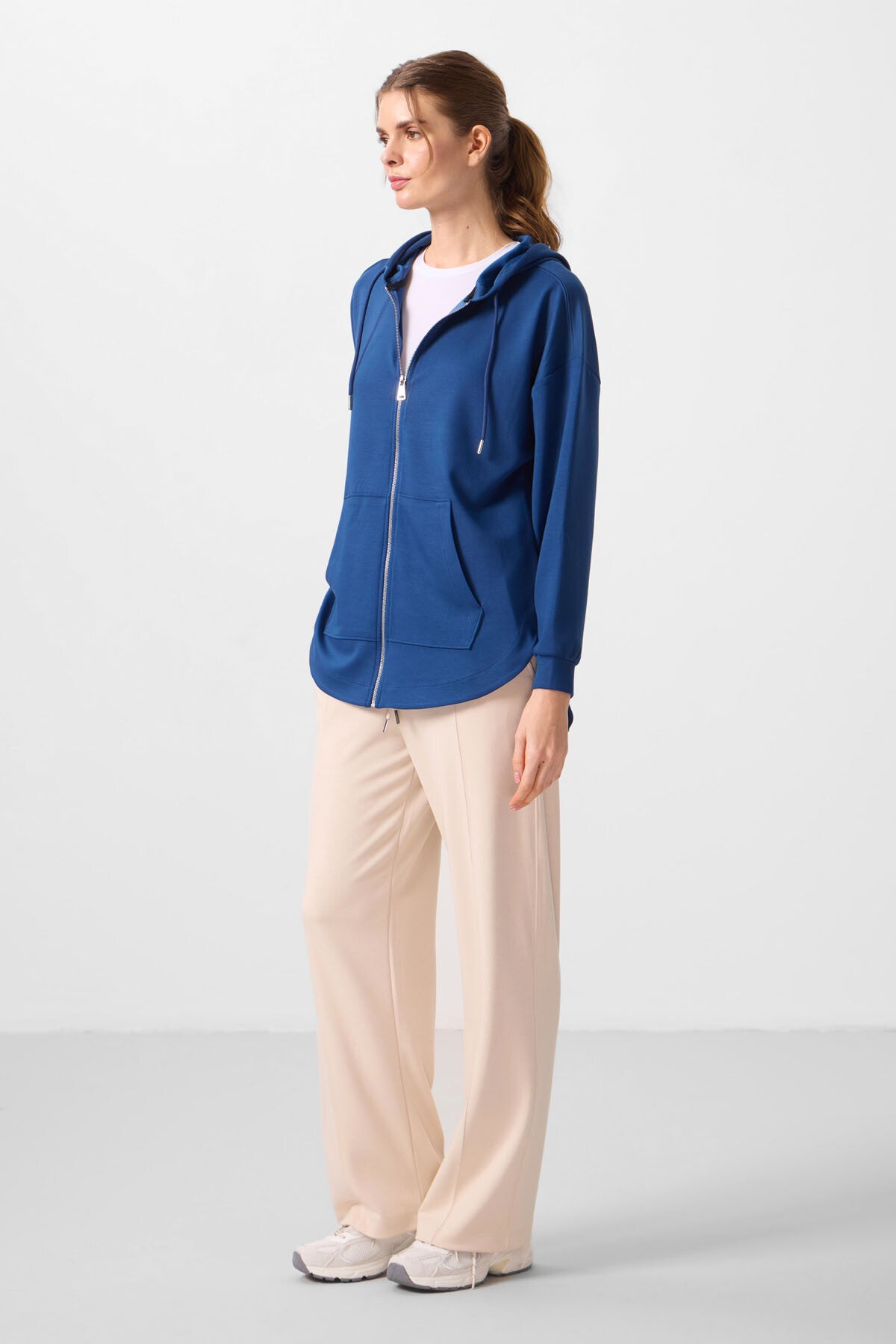 Image of Parlament Yumuşak Dokulu Kapüşonlu Oversize Kadın Tunik Sweatshirt - 97302