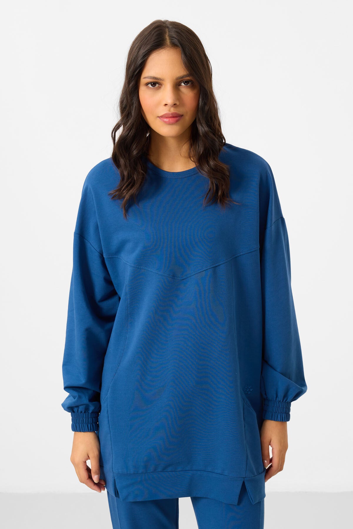 Image of Parlament O Yaka Basic Oversize Kadın Eşofman Tunik Takım - 95347